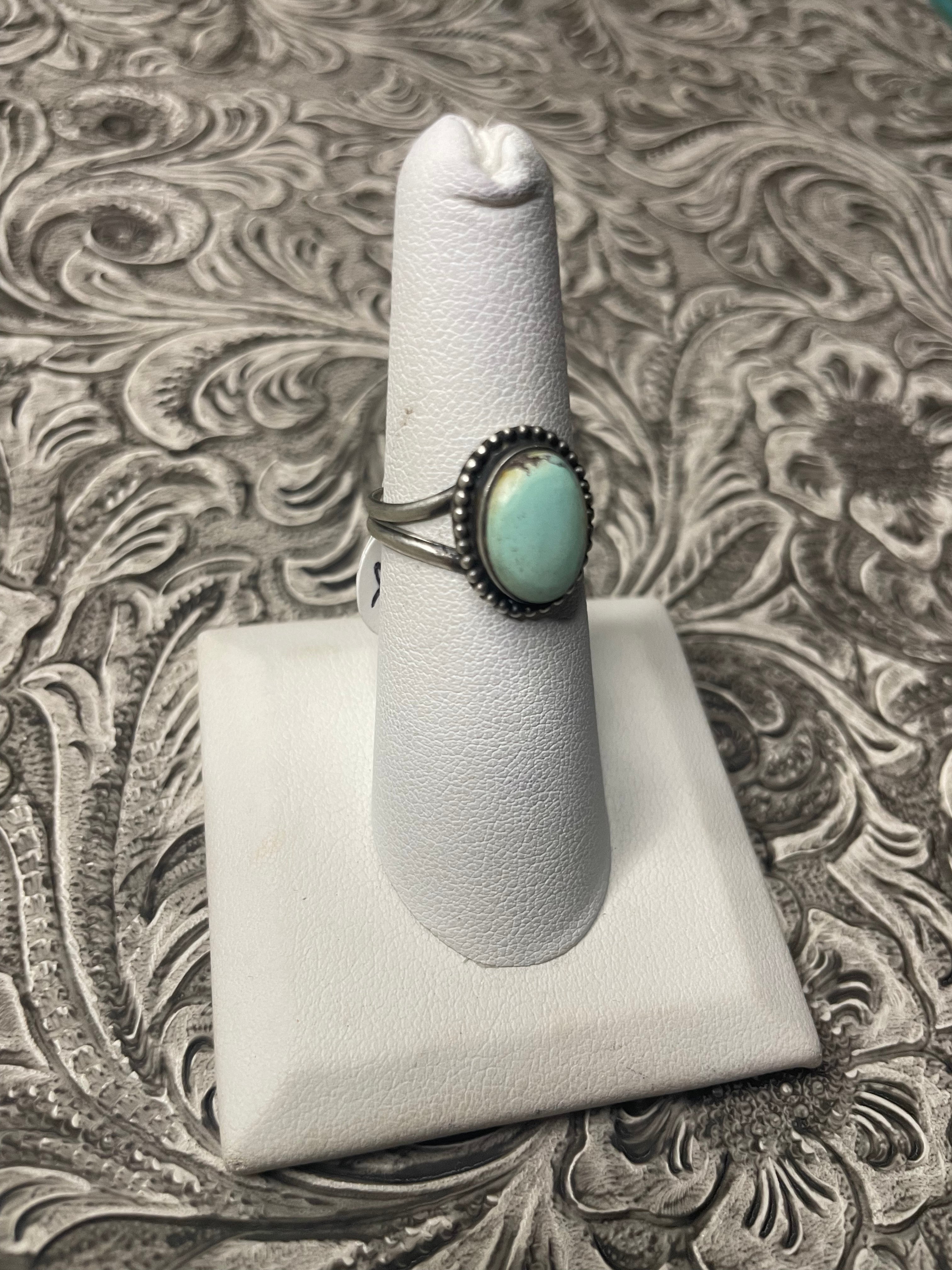 Navajo Golden Hills Turquoise & Sterling Silver Ring Size 6.5