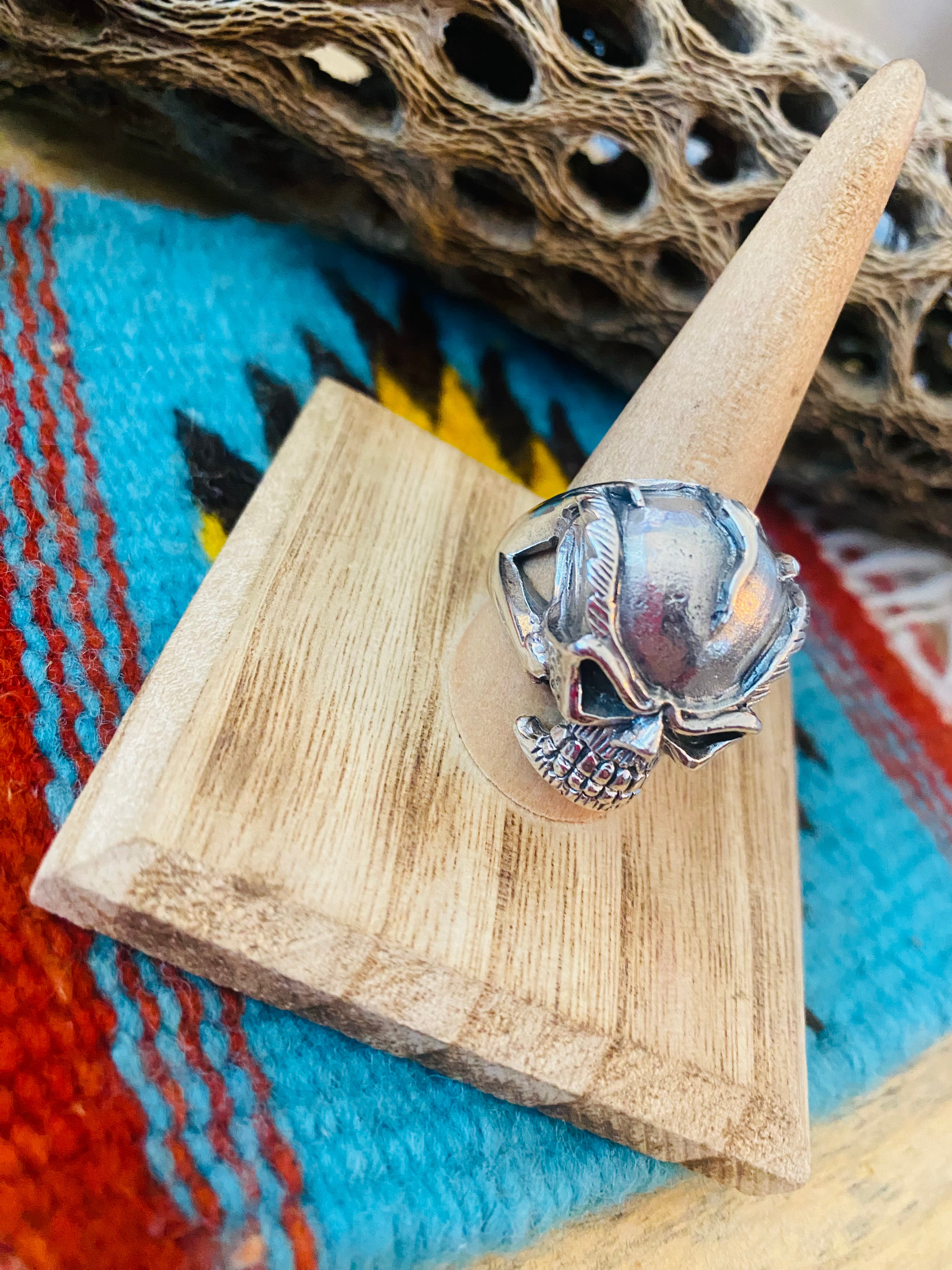 Handmade Sterling Silver Skull Ring Size 9.5