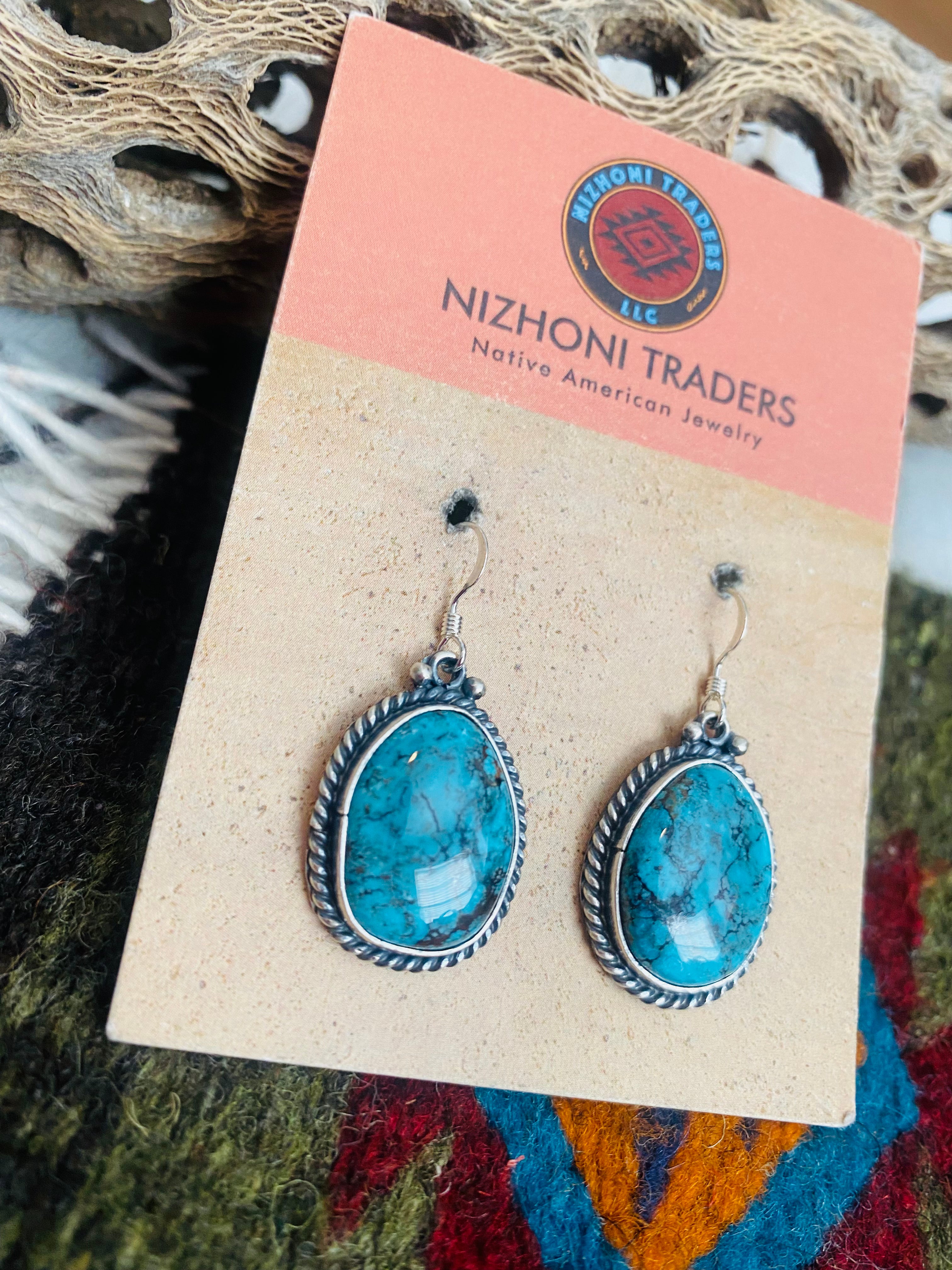 Navajo Turquoise & Sterling Silver Dangle Earrings