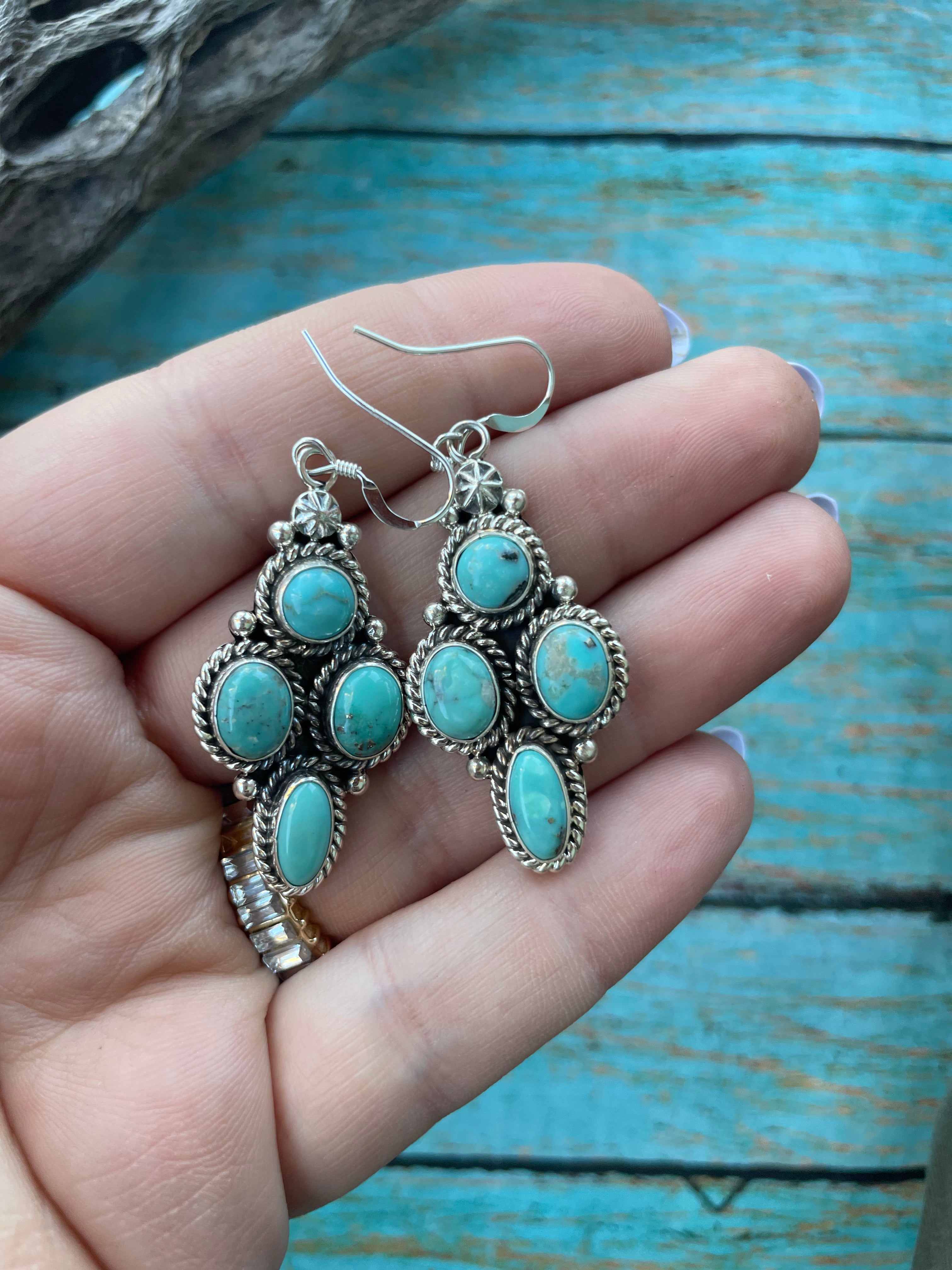 Navajo Sterling Silver And Turquoise Dangles