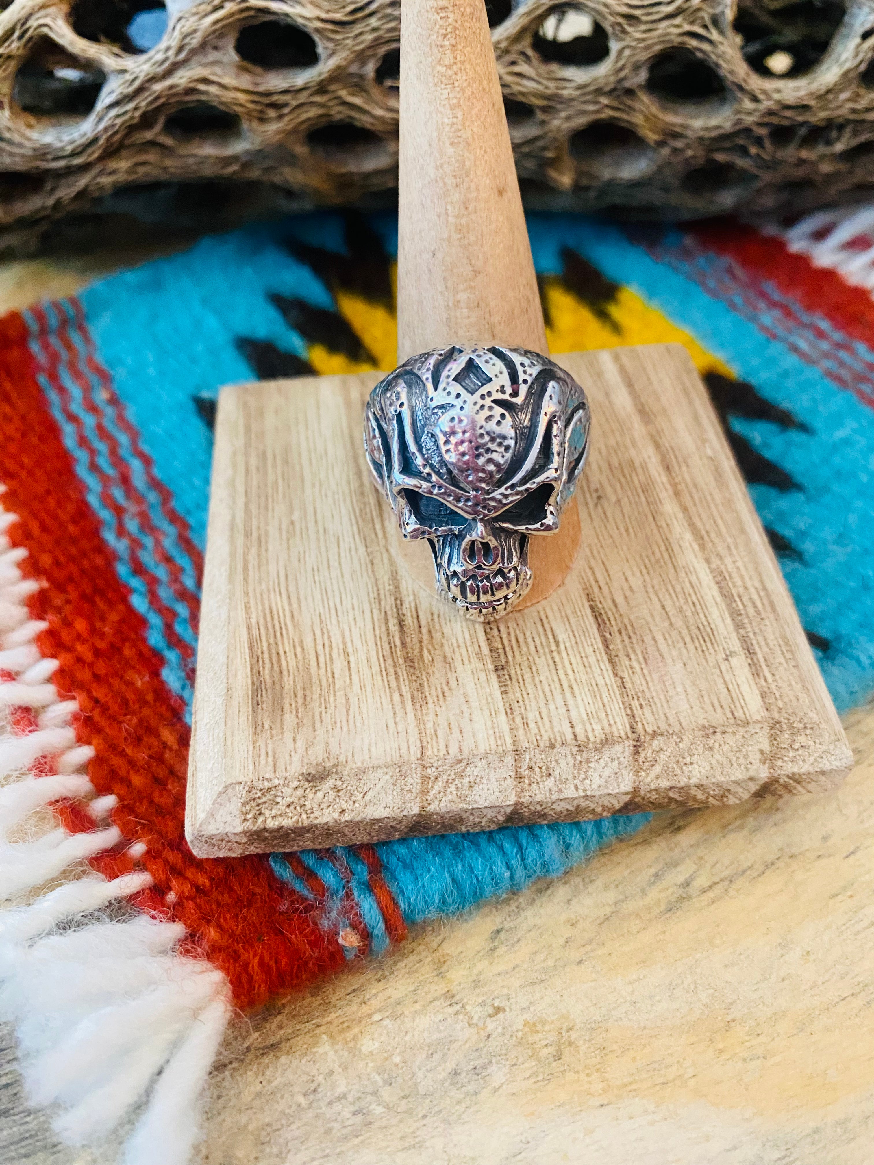 Handmade Sterling Silver Skull Ring Size 11.25