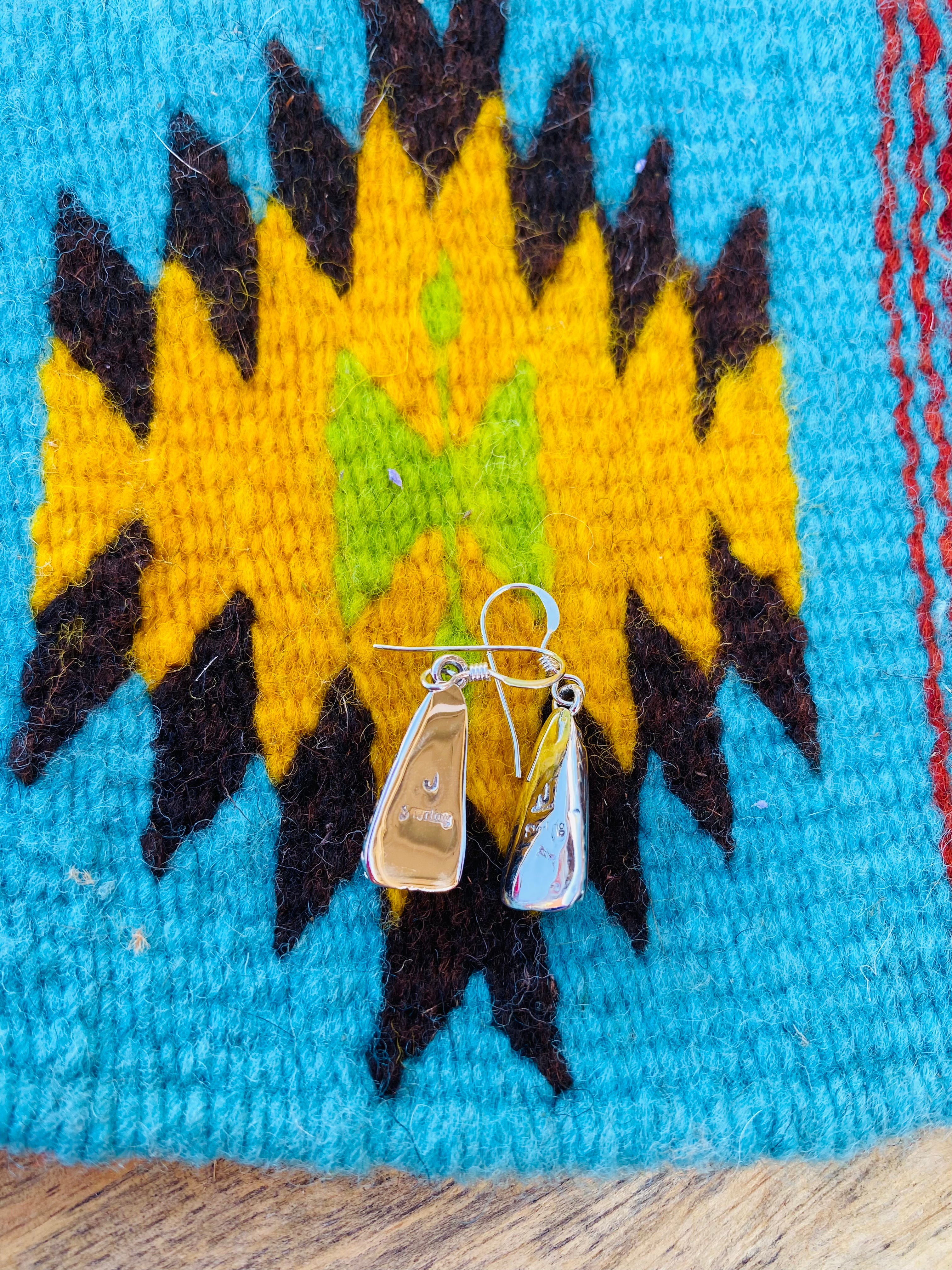 Navajo Sterling Silver & Rhodochrosite Dangle Earrings