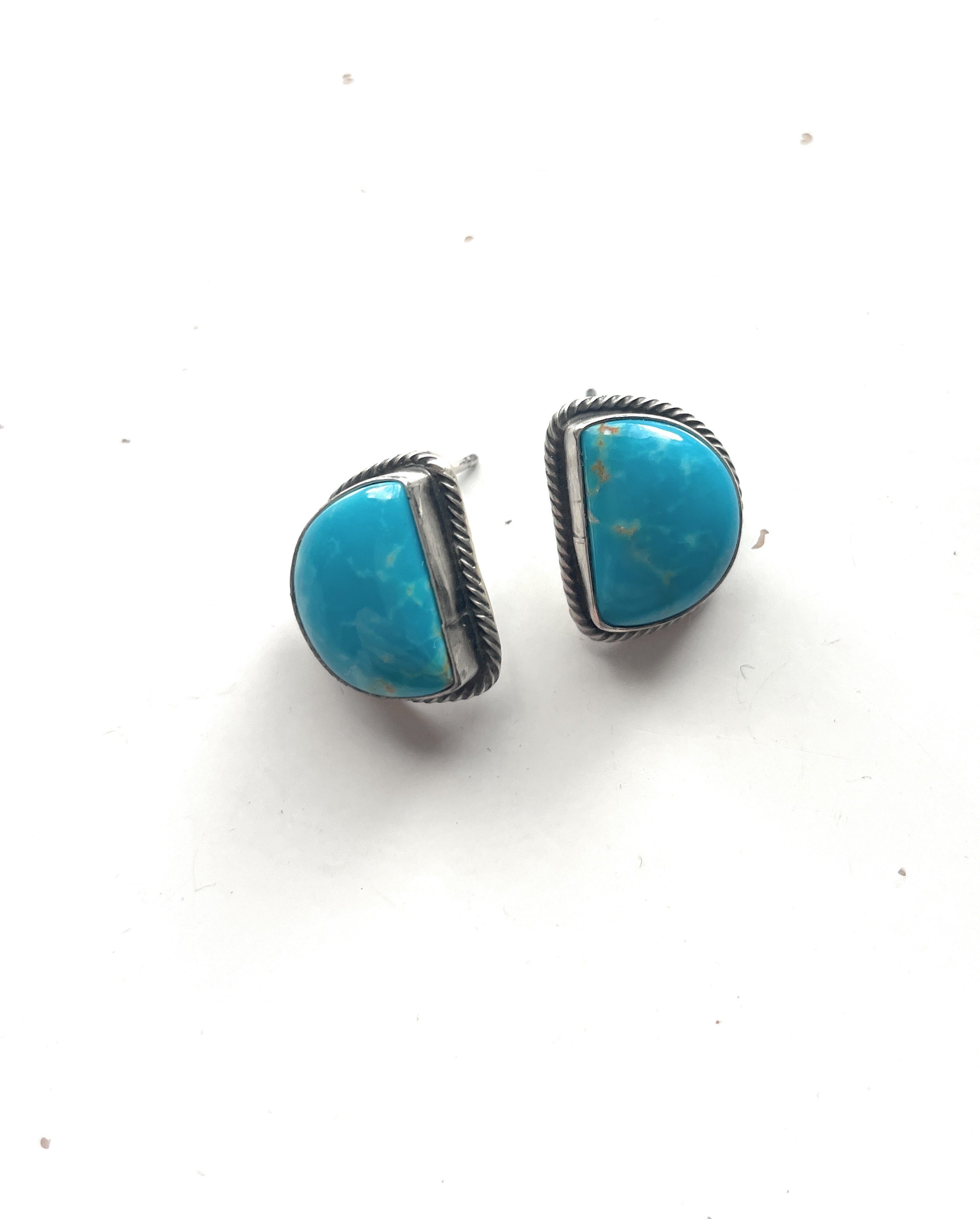 Navajo Turquoise And Sterling Silver Post Earrings