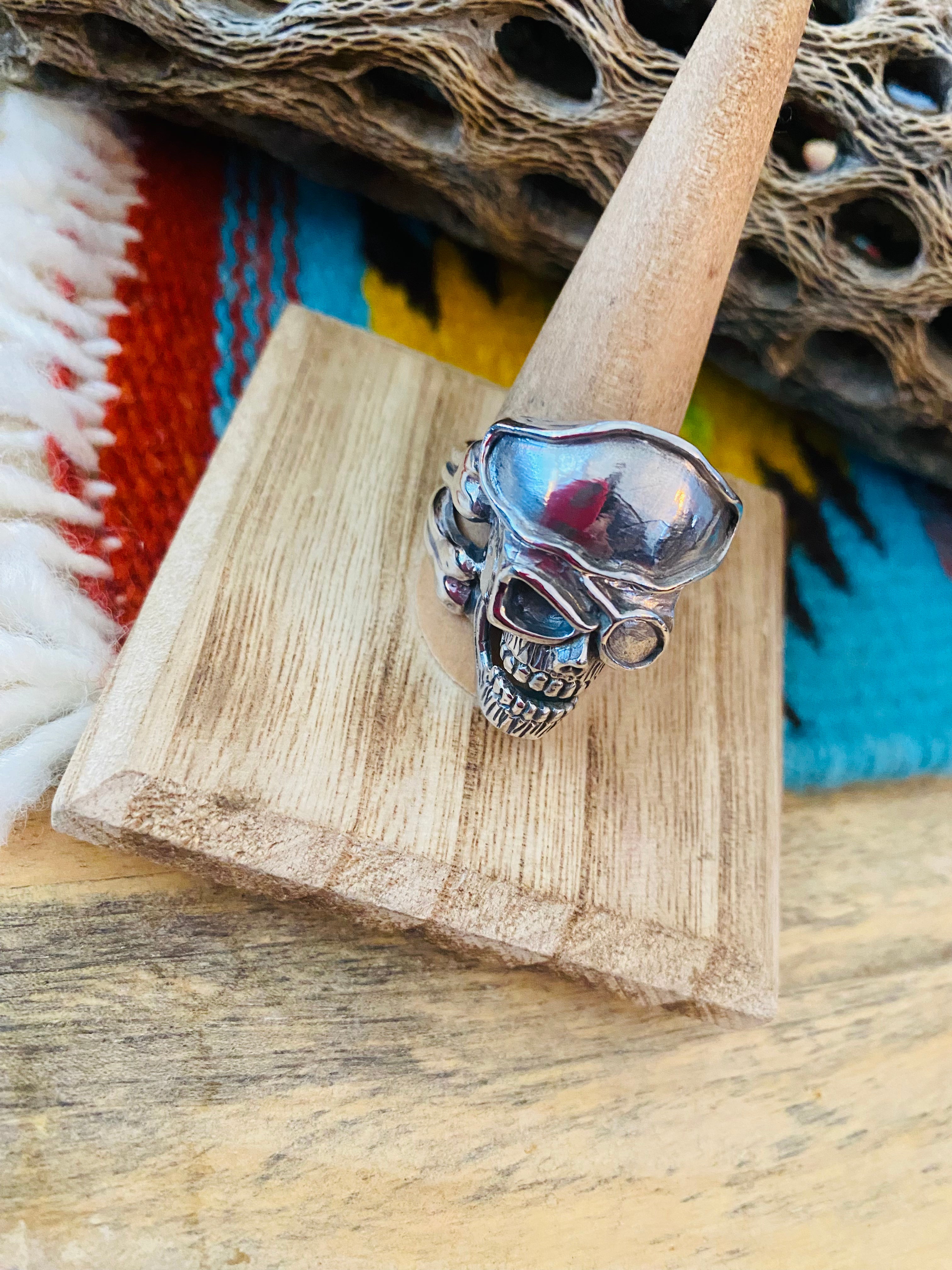 Handmade Sterling Silver Skull Ring Size 11.5