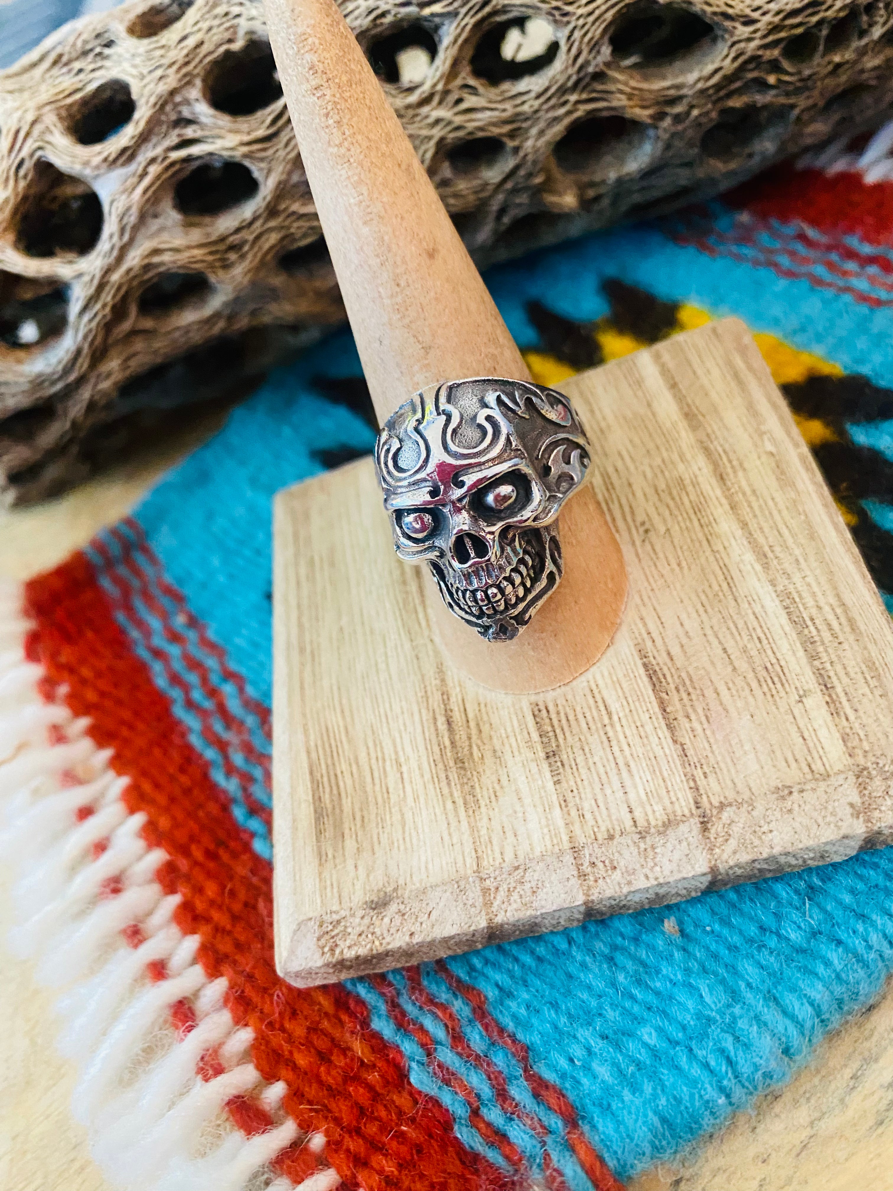 Handmade Sterling Silver Skull Ring Size 8.5