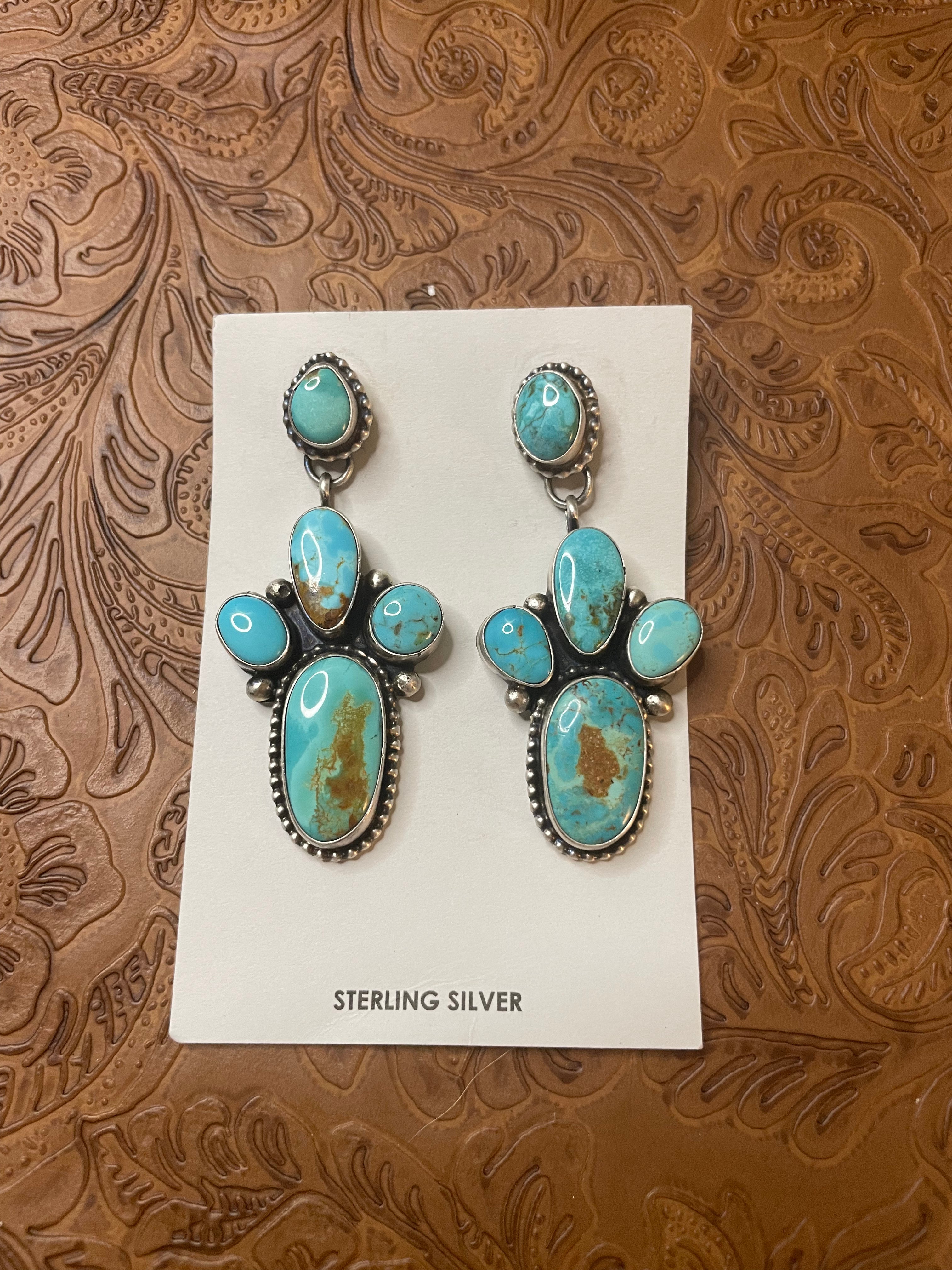 Navajo Royston Turquoise Dangles By Sheila Becenti