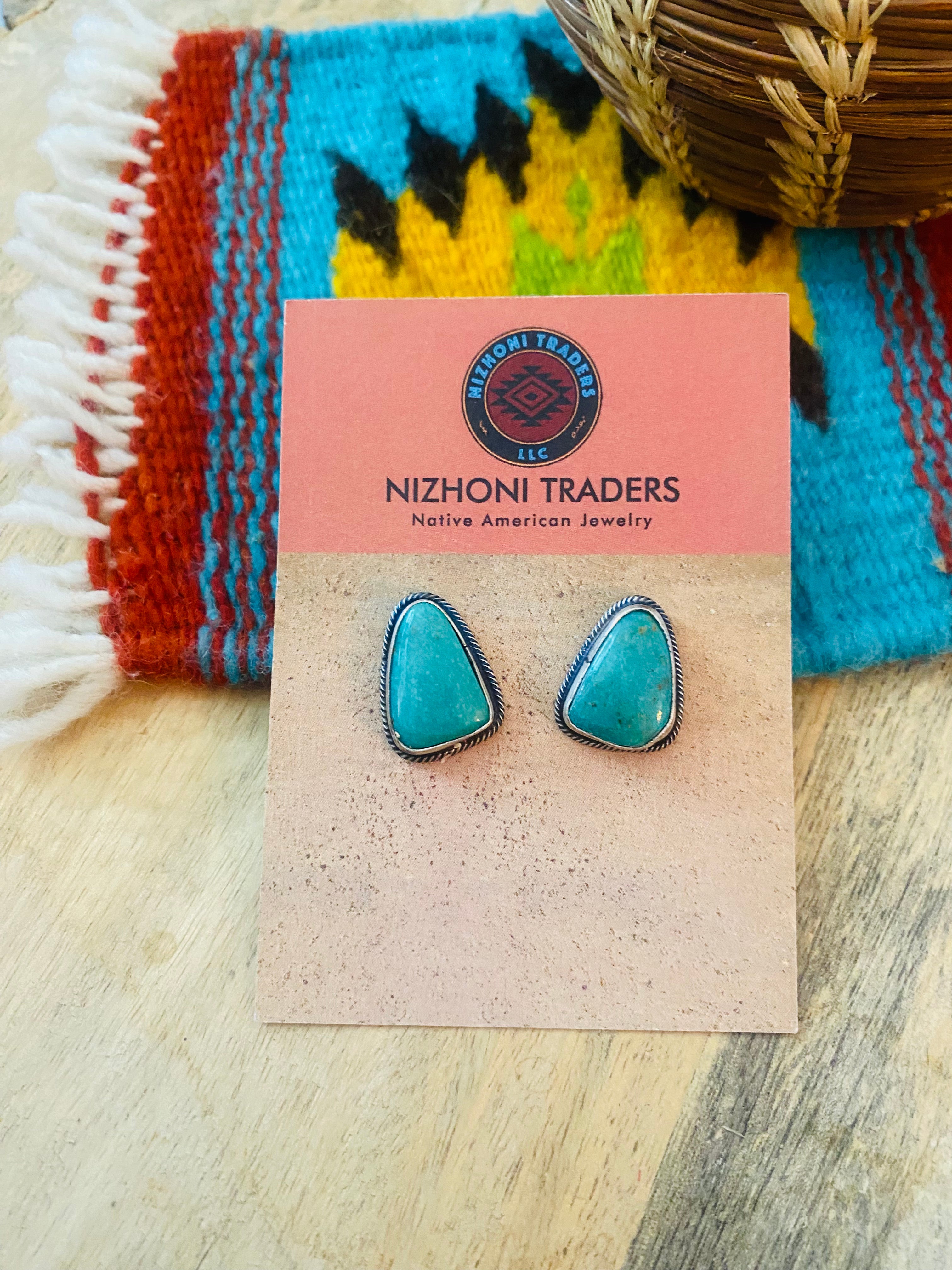 Navajo Turquoise & Sterling Silver Stud Earrings