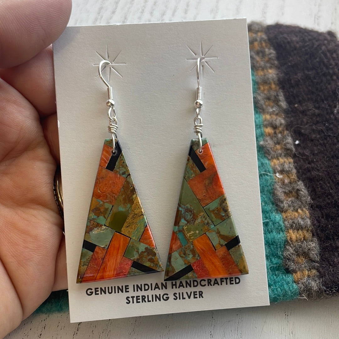 Santo Domingo Multi Stone Inlay Dangle Earrings