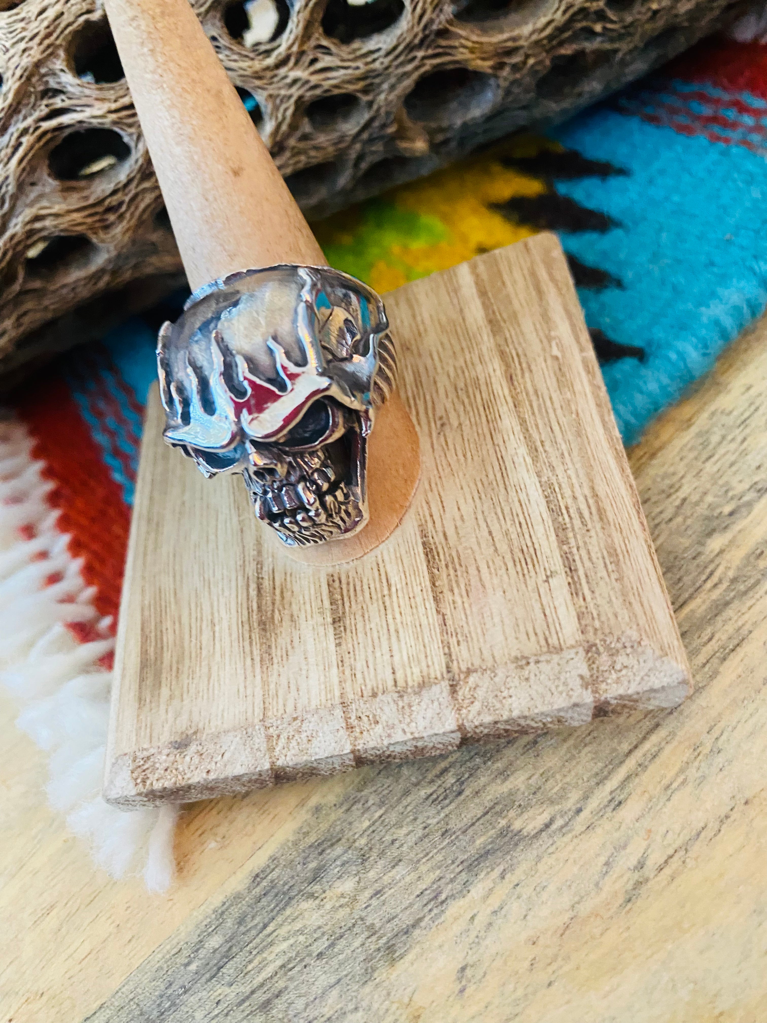 Handmade Sterling Silver Skull Ring Size 8.75