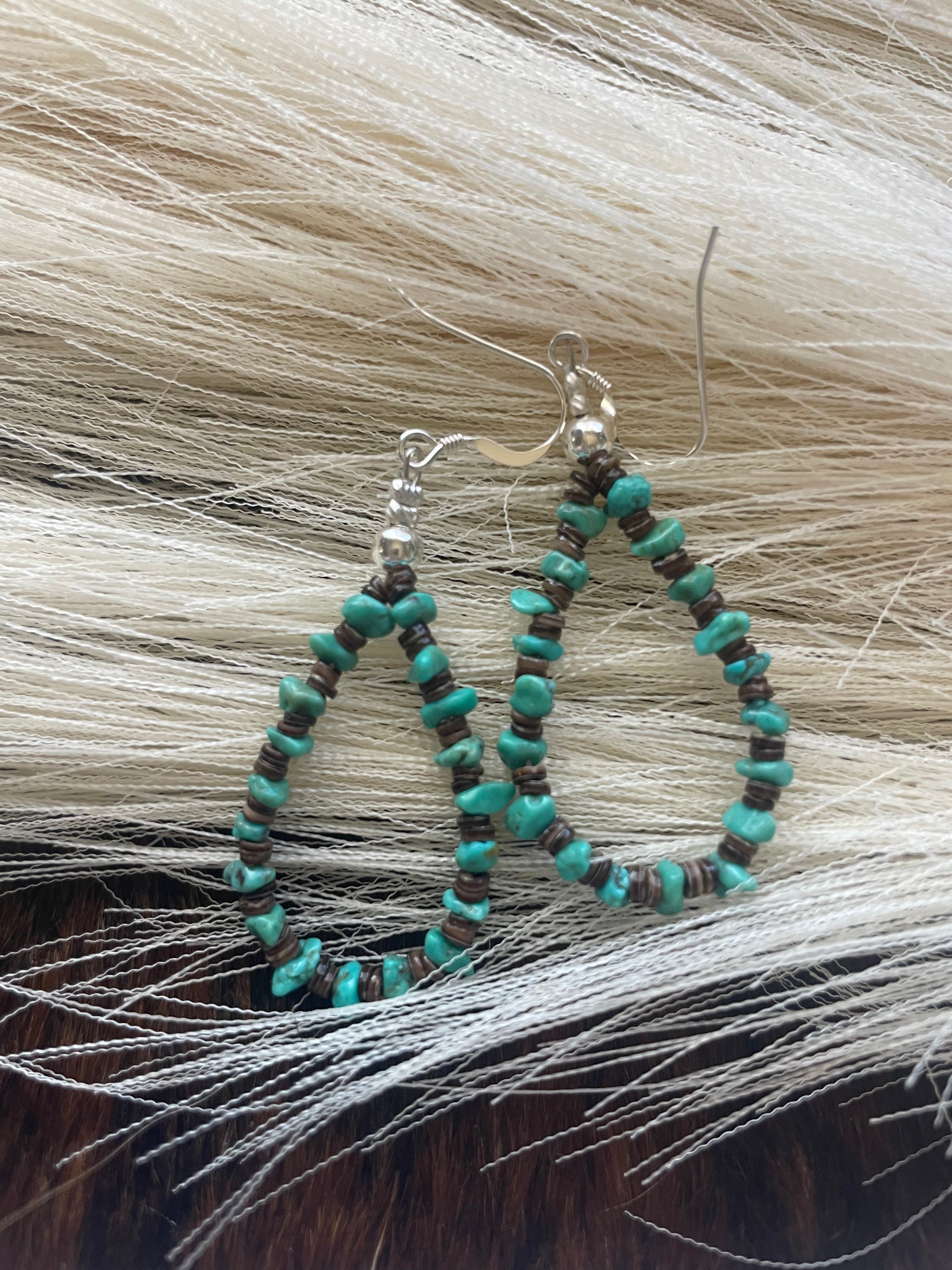 Navajo Sterling Silver Turquoise Beaded Earrings