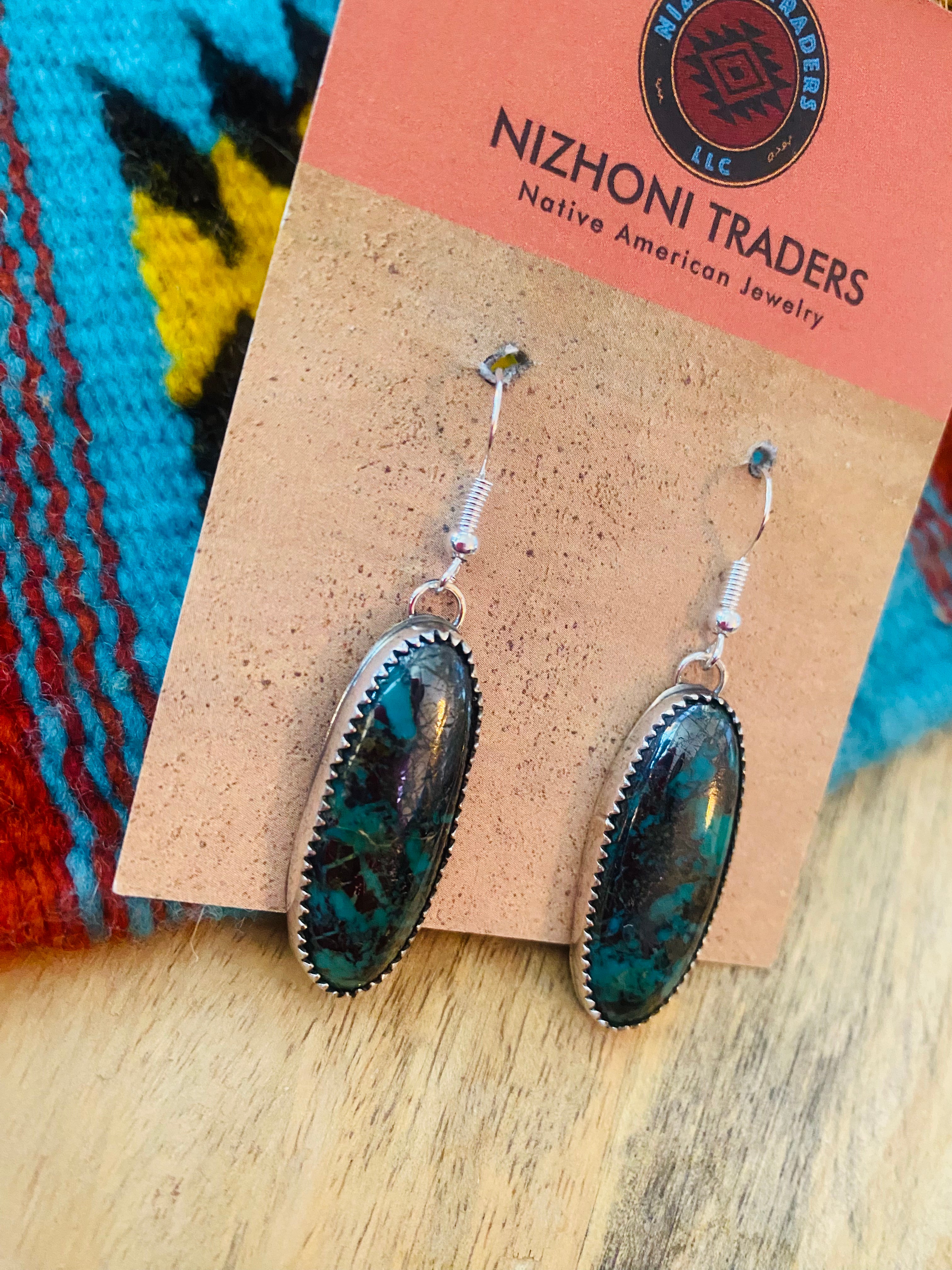 Navajo Turquoise & Sterling Silver Dangle Earrings