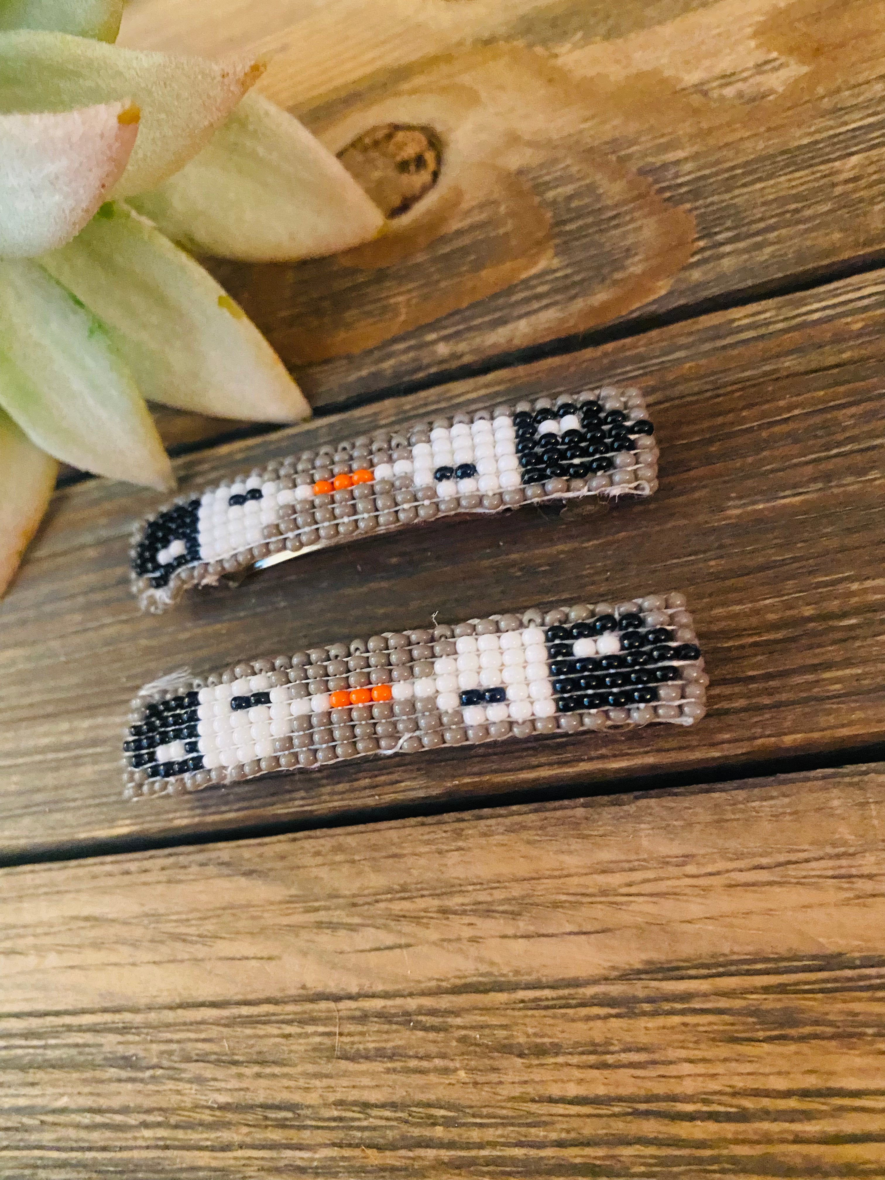 Navajo Handmade Beaded Barrette Set