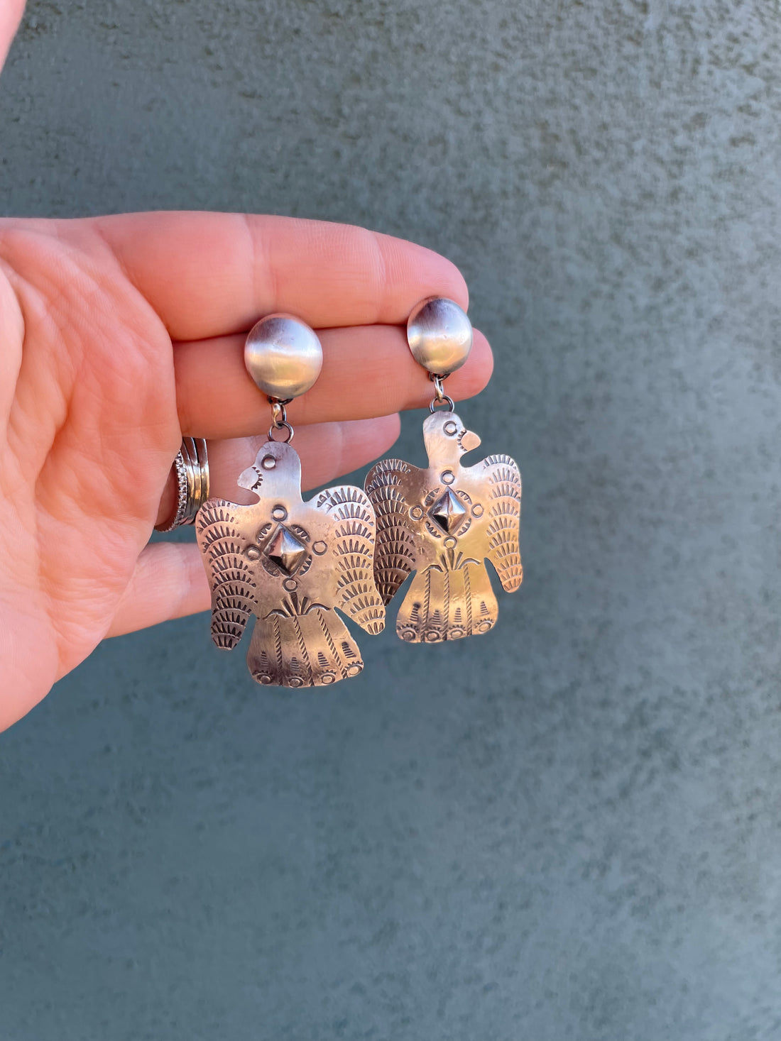Handcrafted Sterling Silver Thunderbird Dangle Earrings By Tim Yazzie