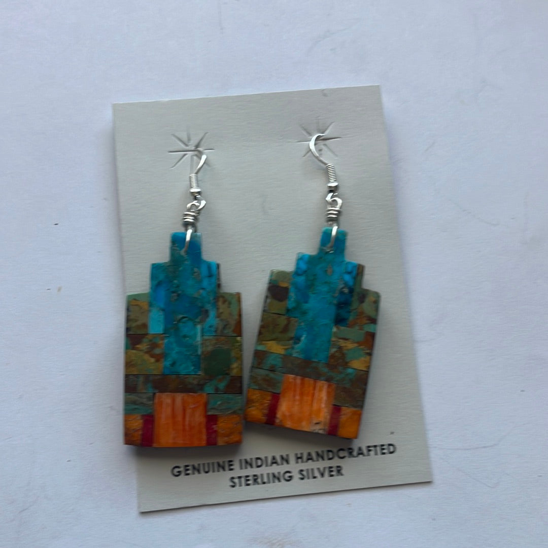 Santo Domingo Multi Stone Inlay Dangle Earrings