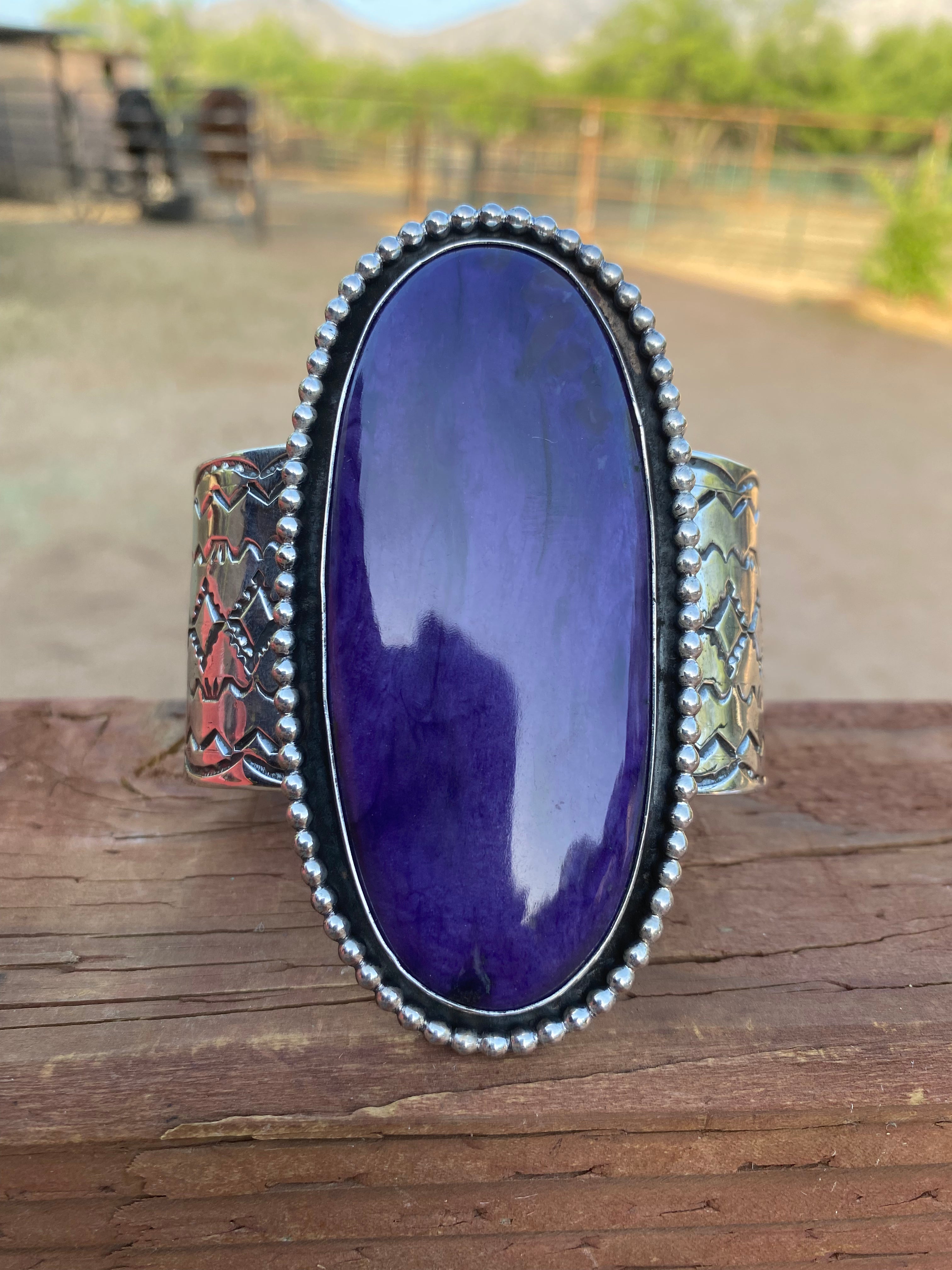 Jennifer Garcia Sterling Silver & Charoite Cuff Bracelet