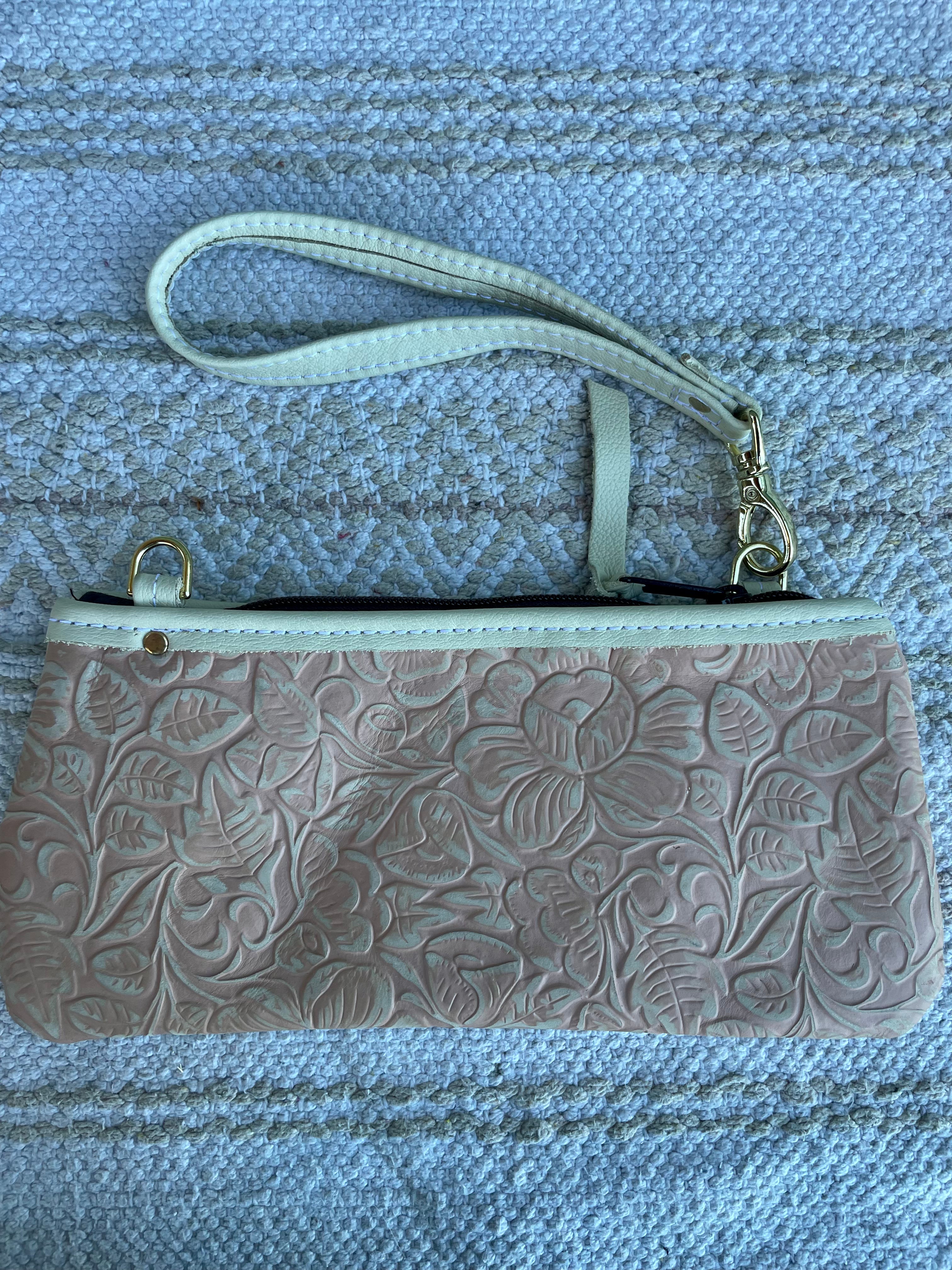 Handmade Rose Leather Clutch Purse