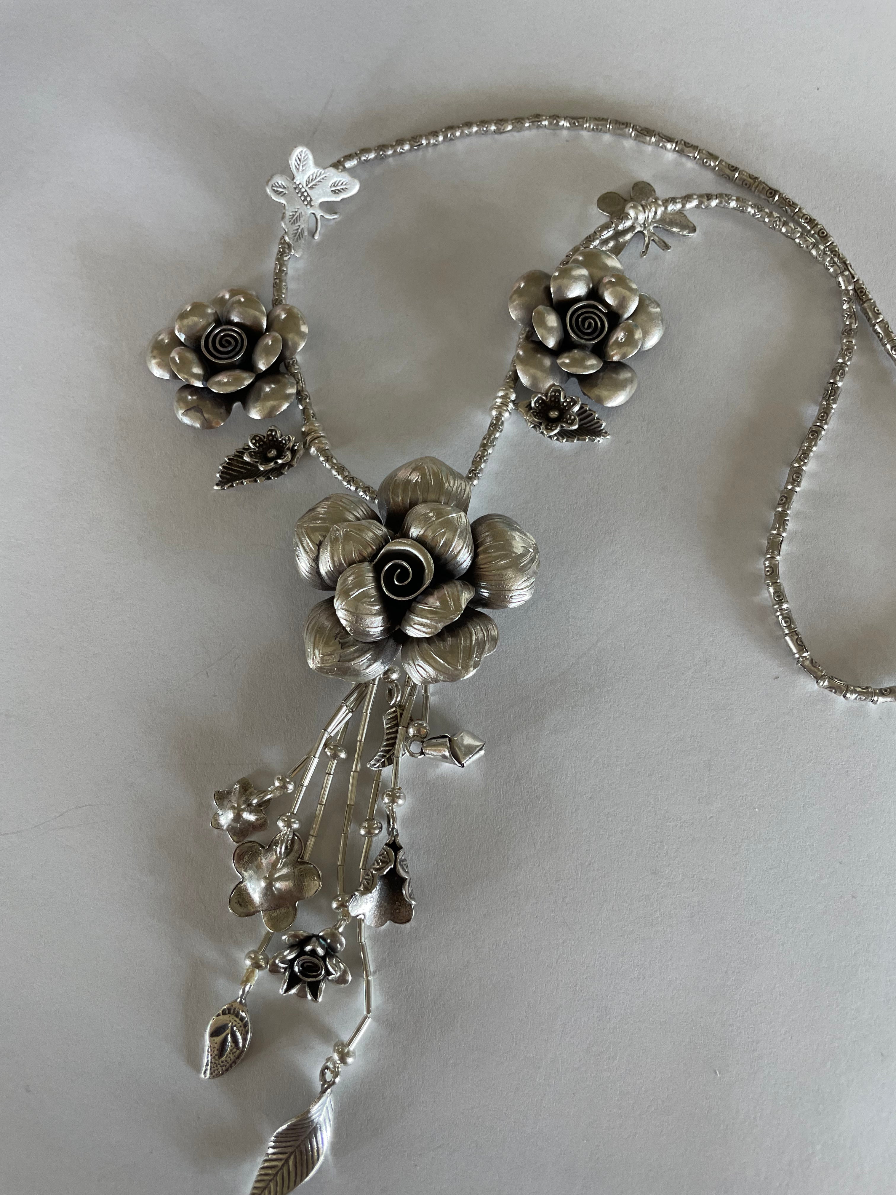 Handmade Sterling Silver Flower Necklace