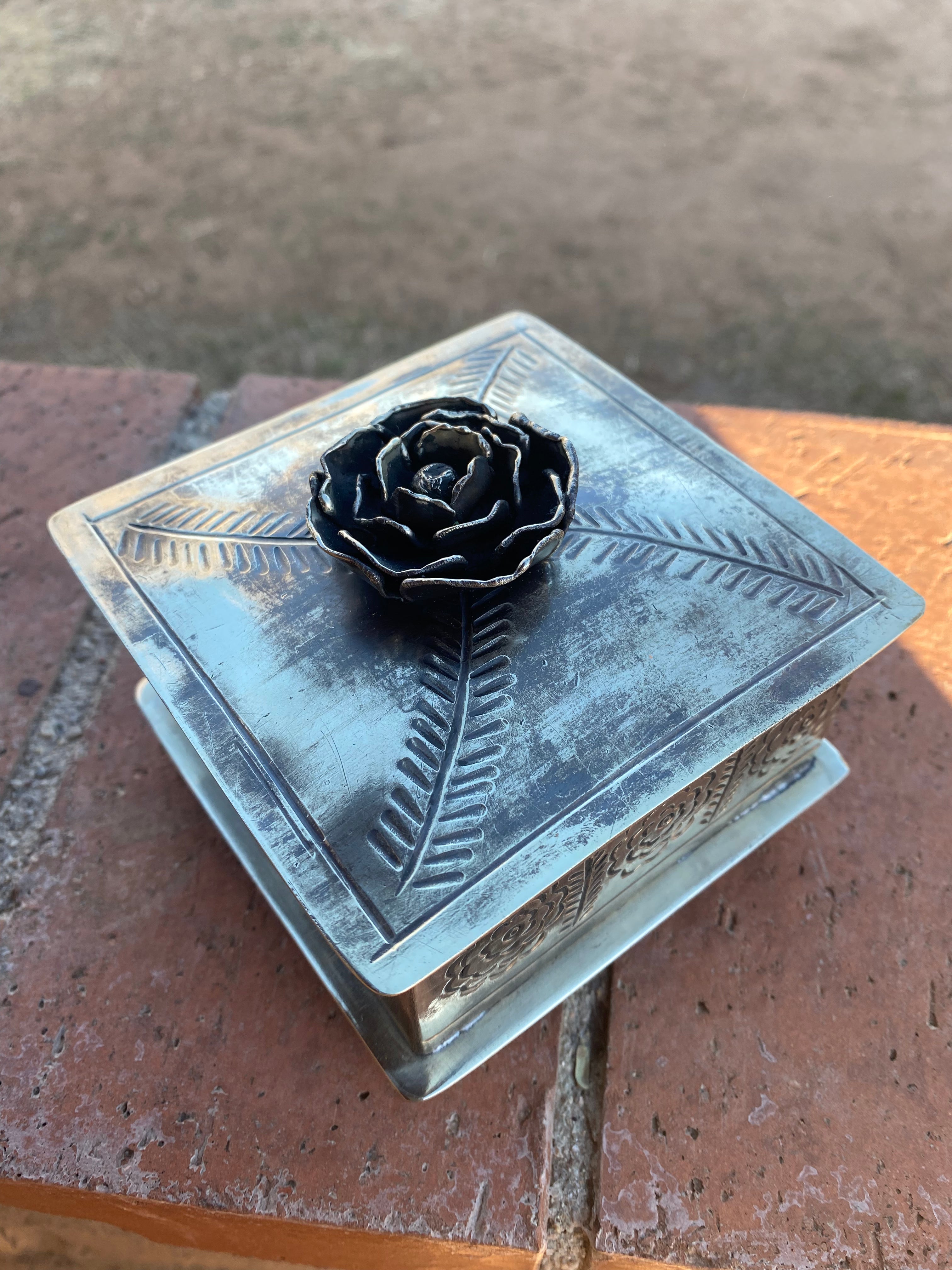 Handmade German Silver Rose Trinket Box