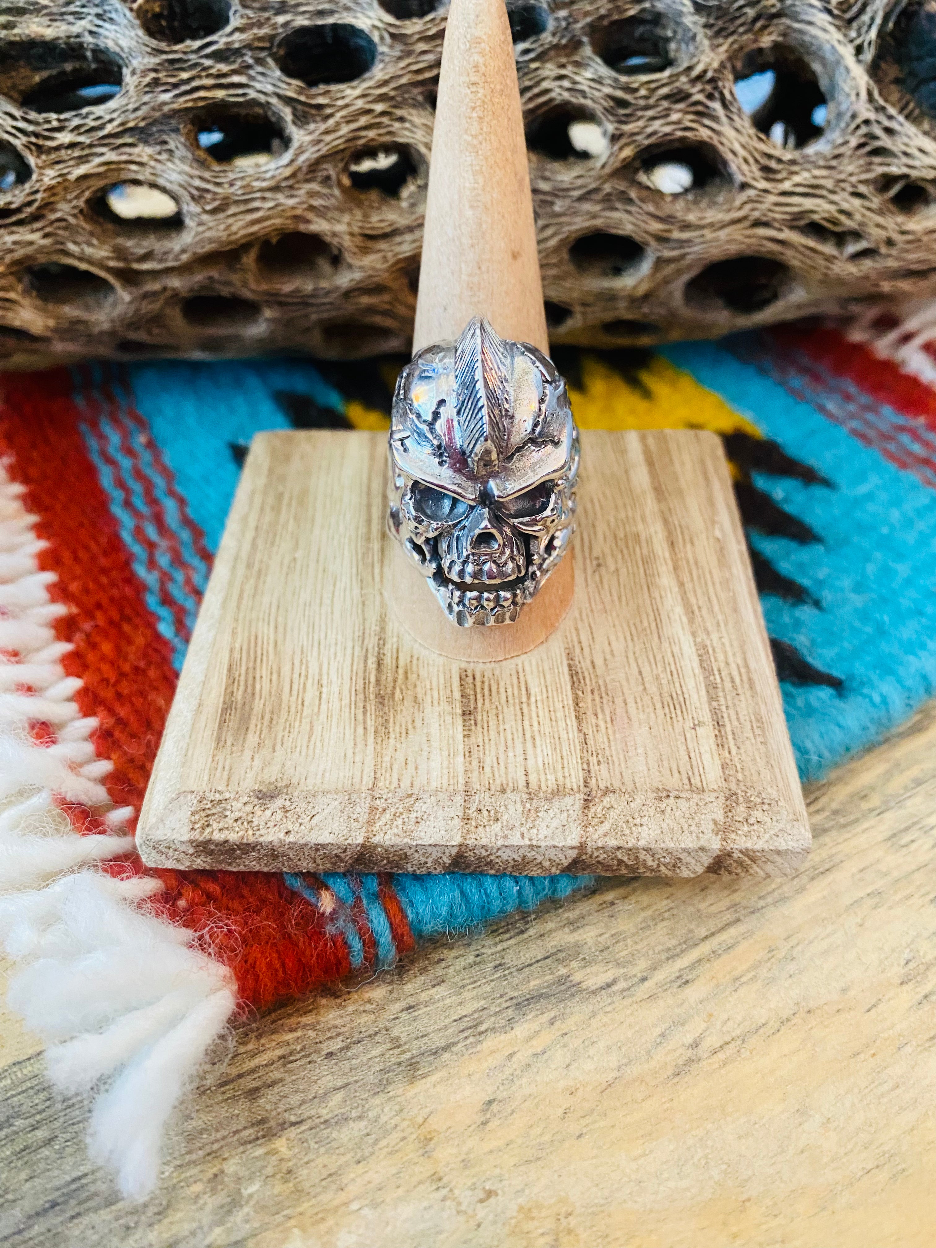 Handmade Sterling Silver Skull Ring Size 9.5