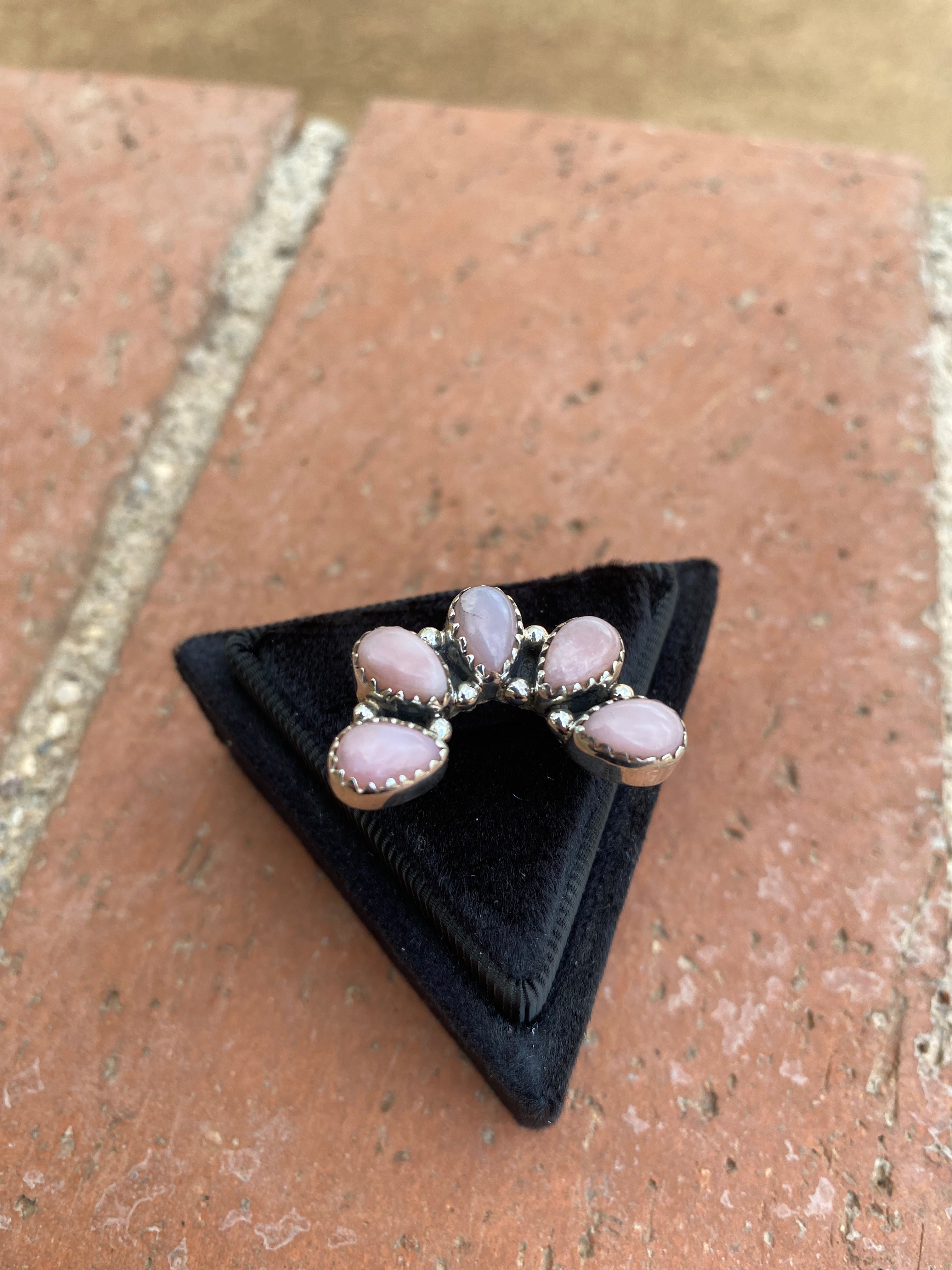 Pink Opal & Sterling Silver  Diamond Wrap Ring