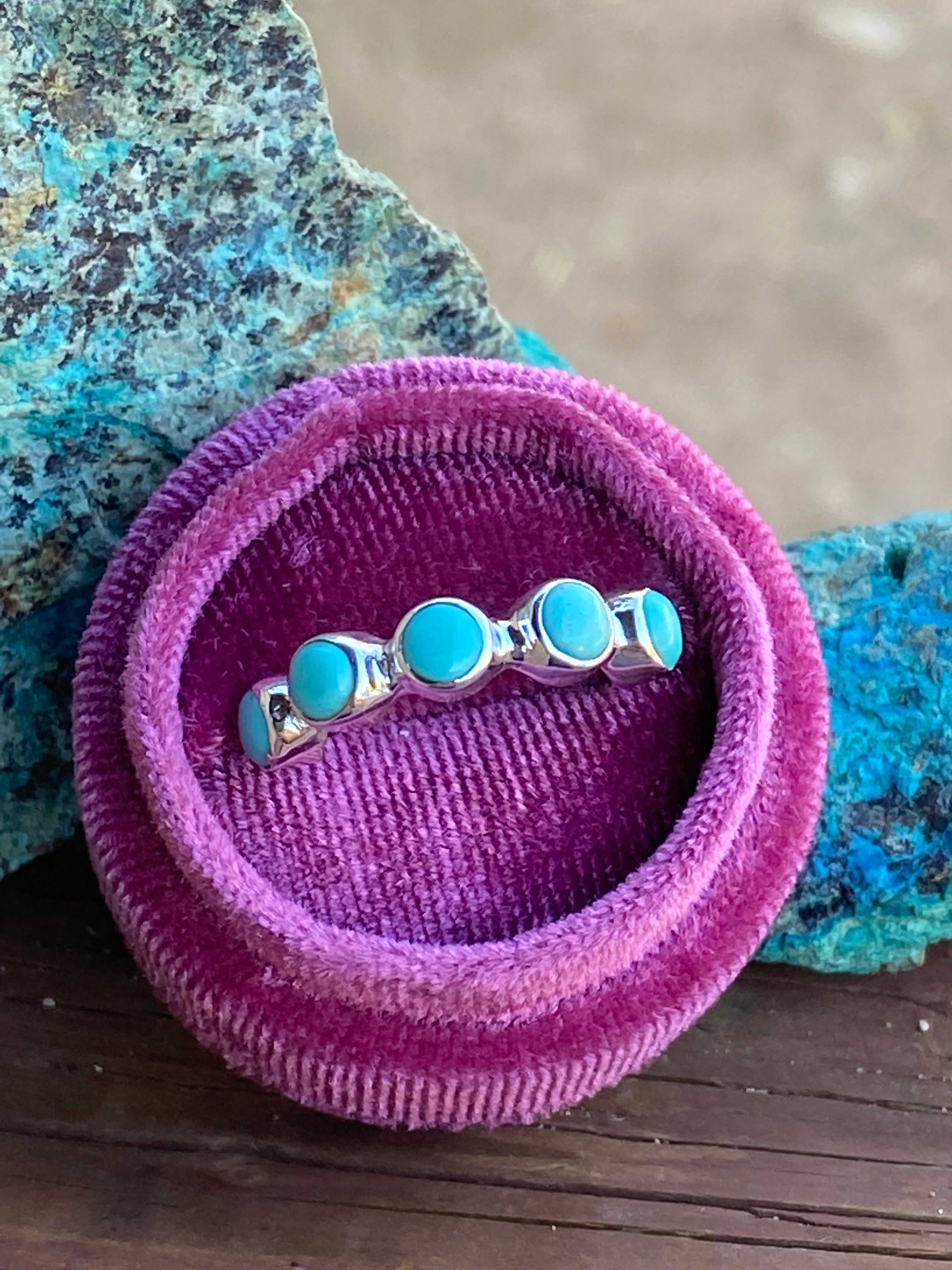 Kingman Turquoise & Sterling Silver Stacker Band