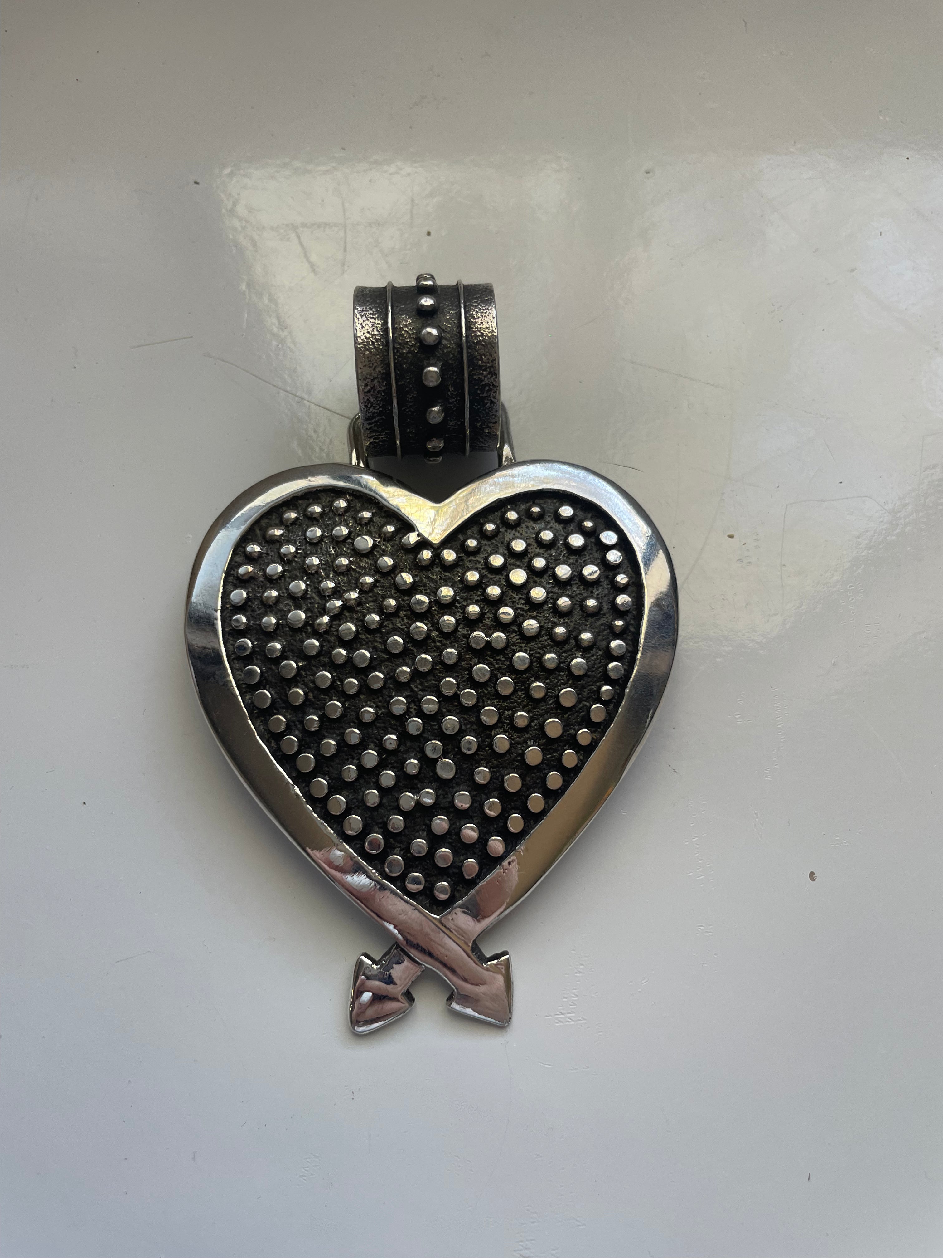 Navajo Sterling Silver Heart Pendant Signed