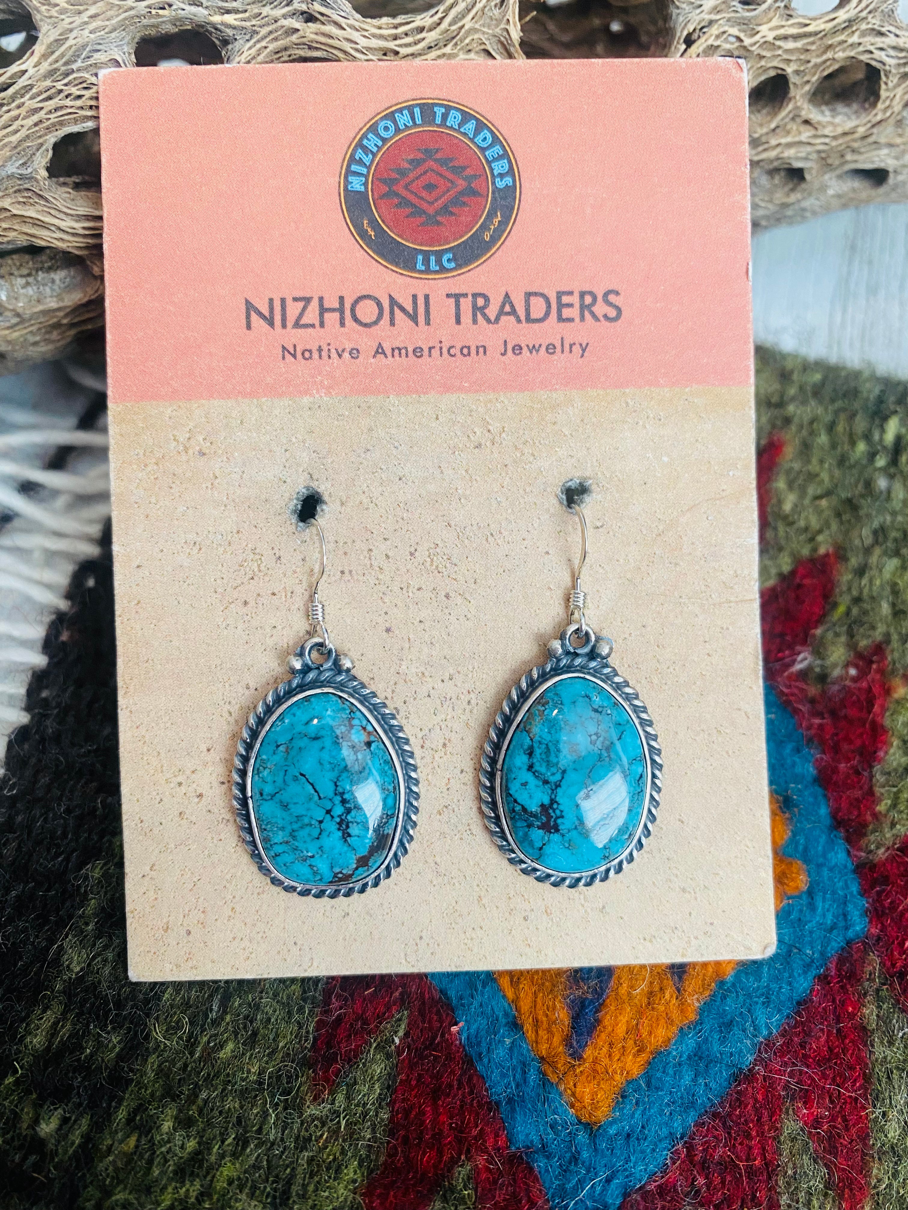 Navajo Turquoise & Sterling Silver Dangle Earrings