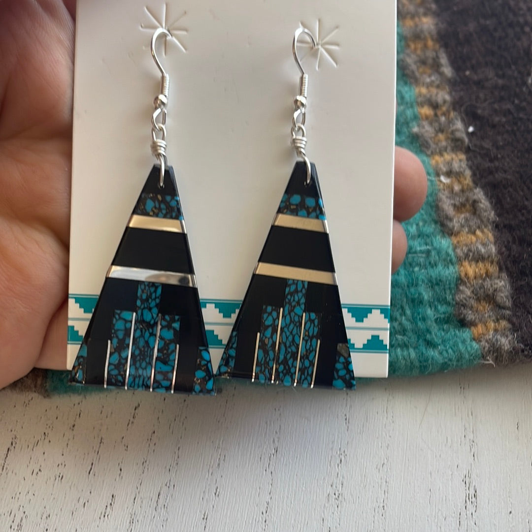 Santo Domingo Multi Stone Inlay Dangle Earrings