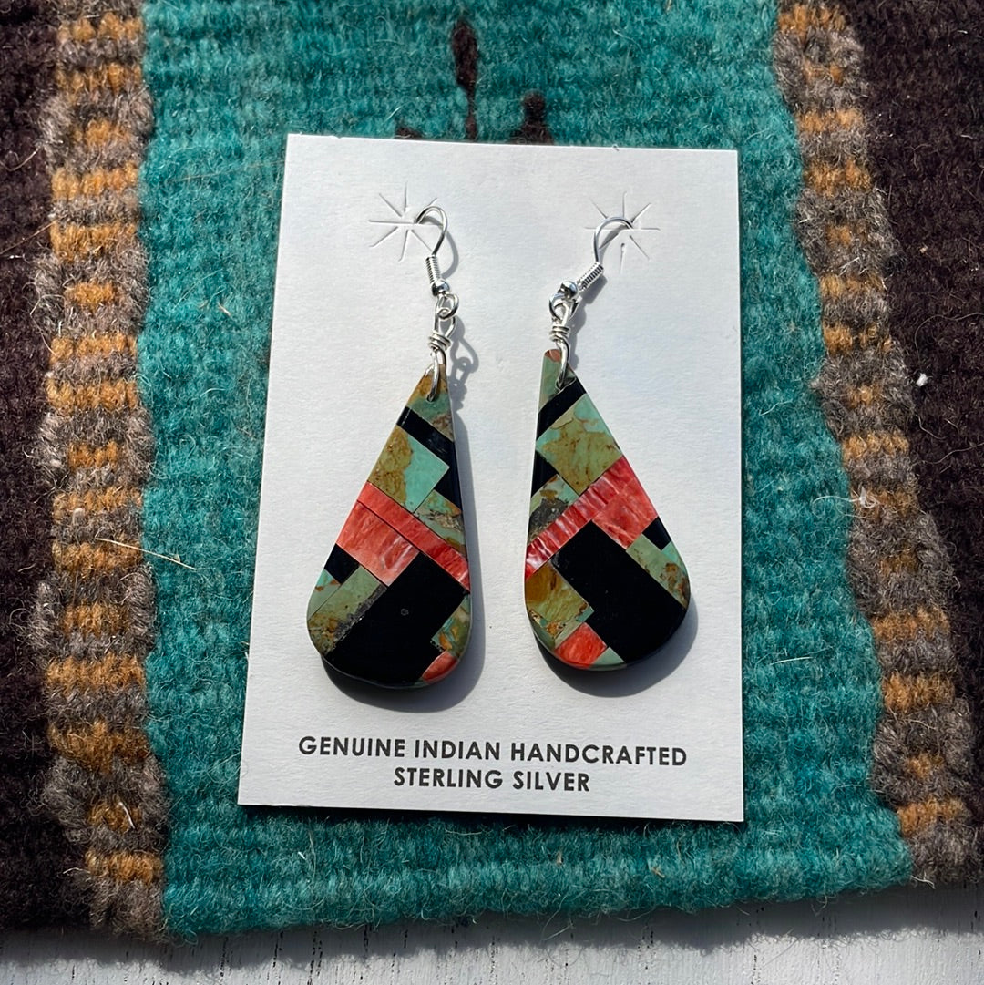 Santo Domingo Multi Stone Inlay Dangle Earrings