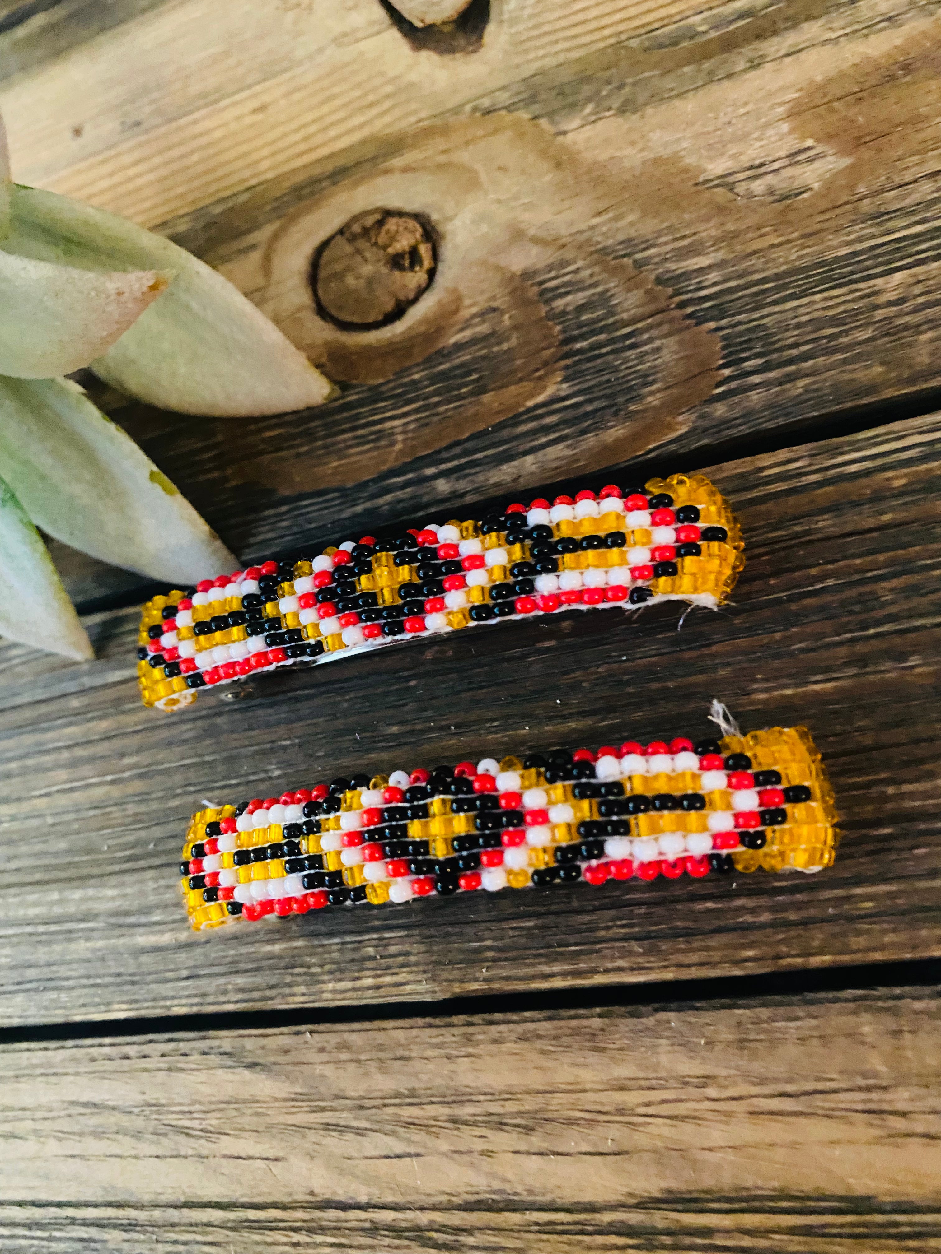 Navajo Handmade Beaded Barrette Set