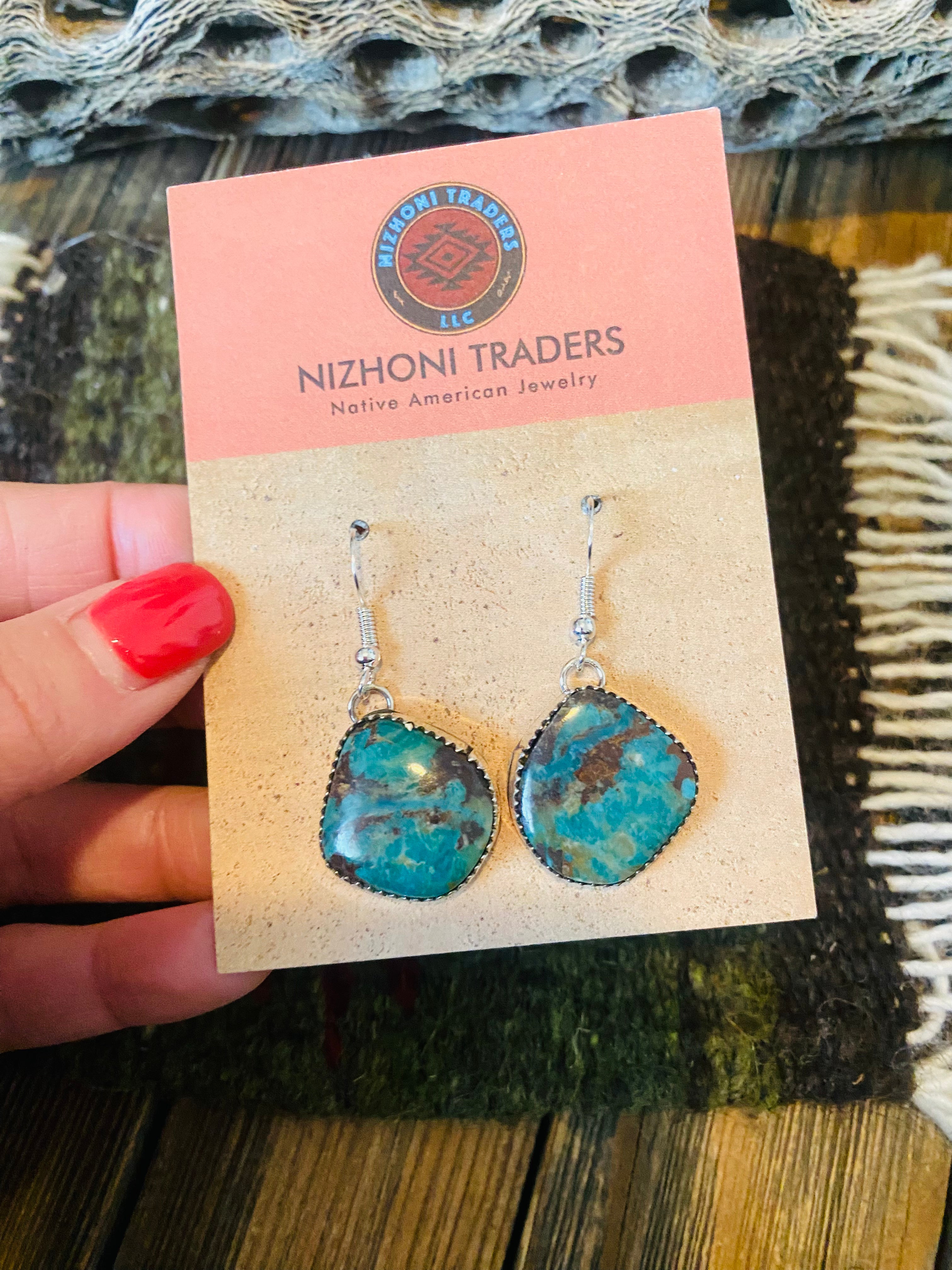 Navajo Turquoise & Sterling Silver Dangle Earrings