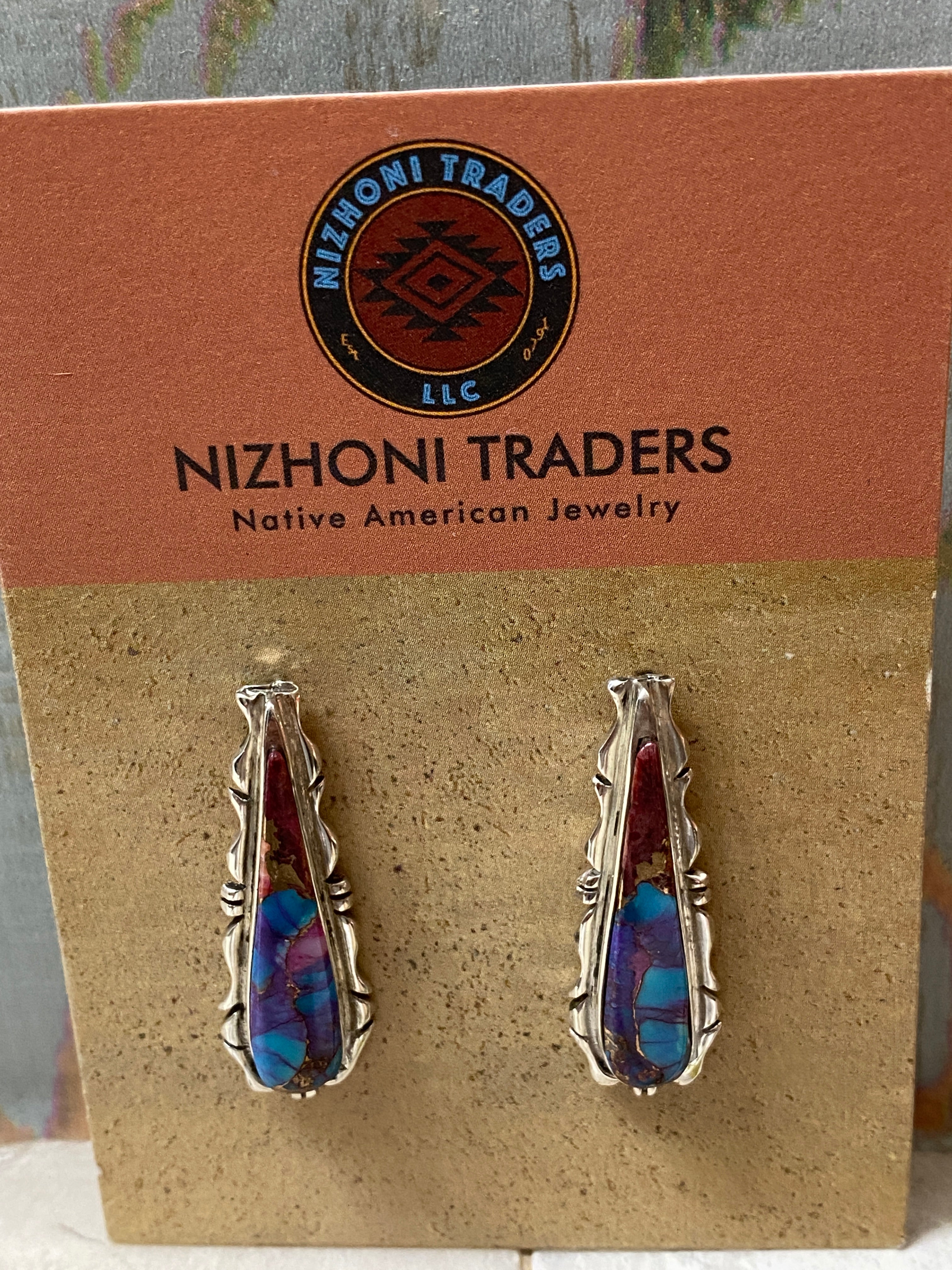 Navajo Pink Dream Mojave & Sterling Silver Jagged Edge Post Earrings