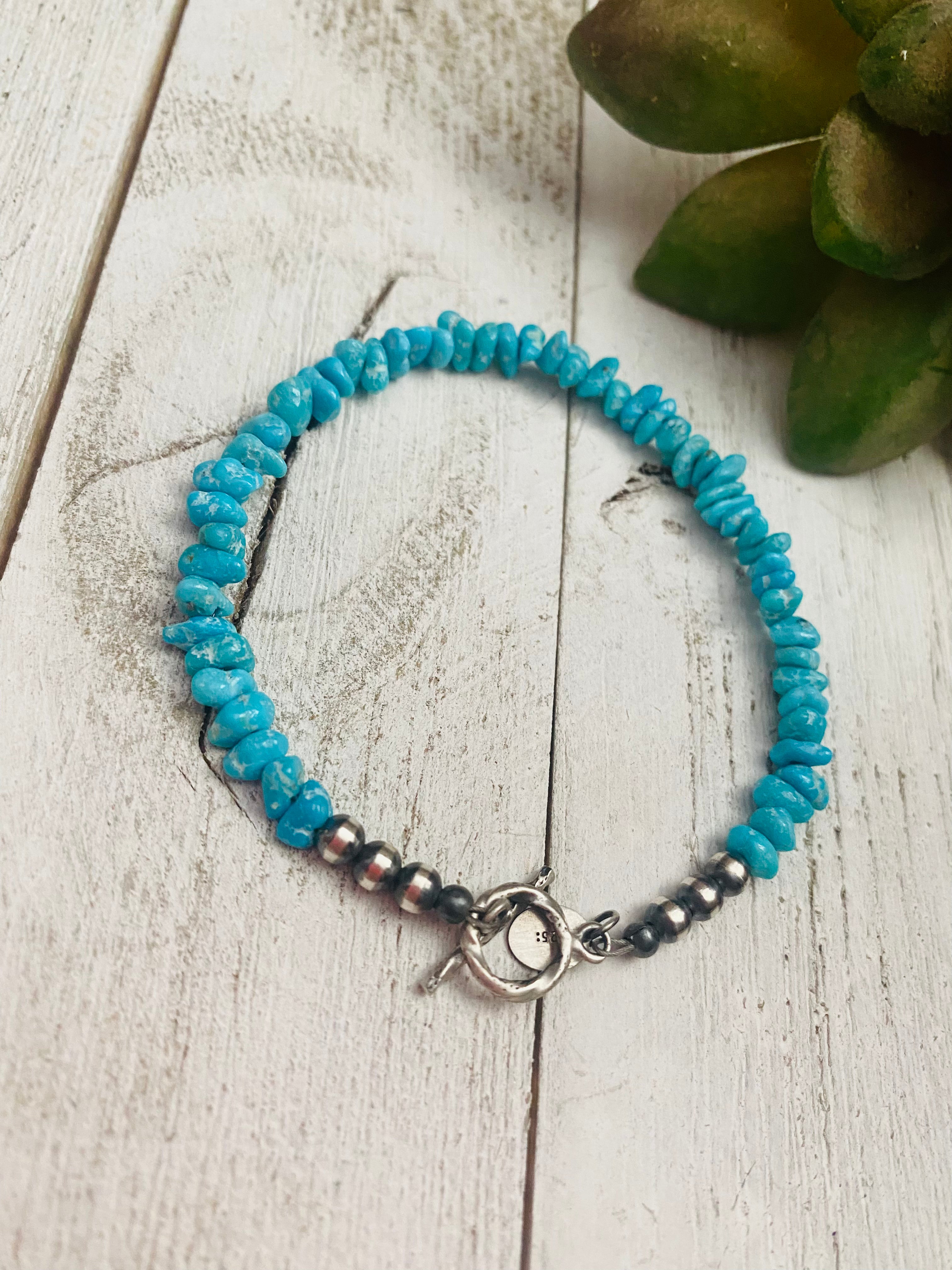 Navajo Turquoise & Sterling Silver Beaded Bracelet