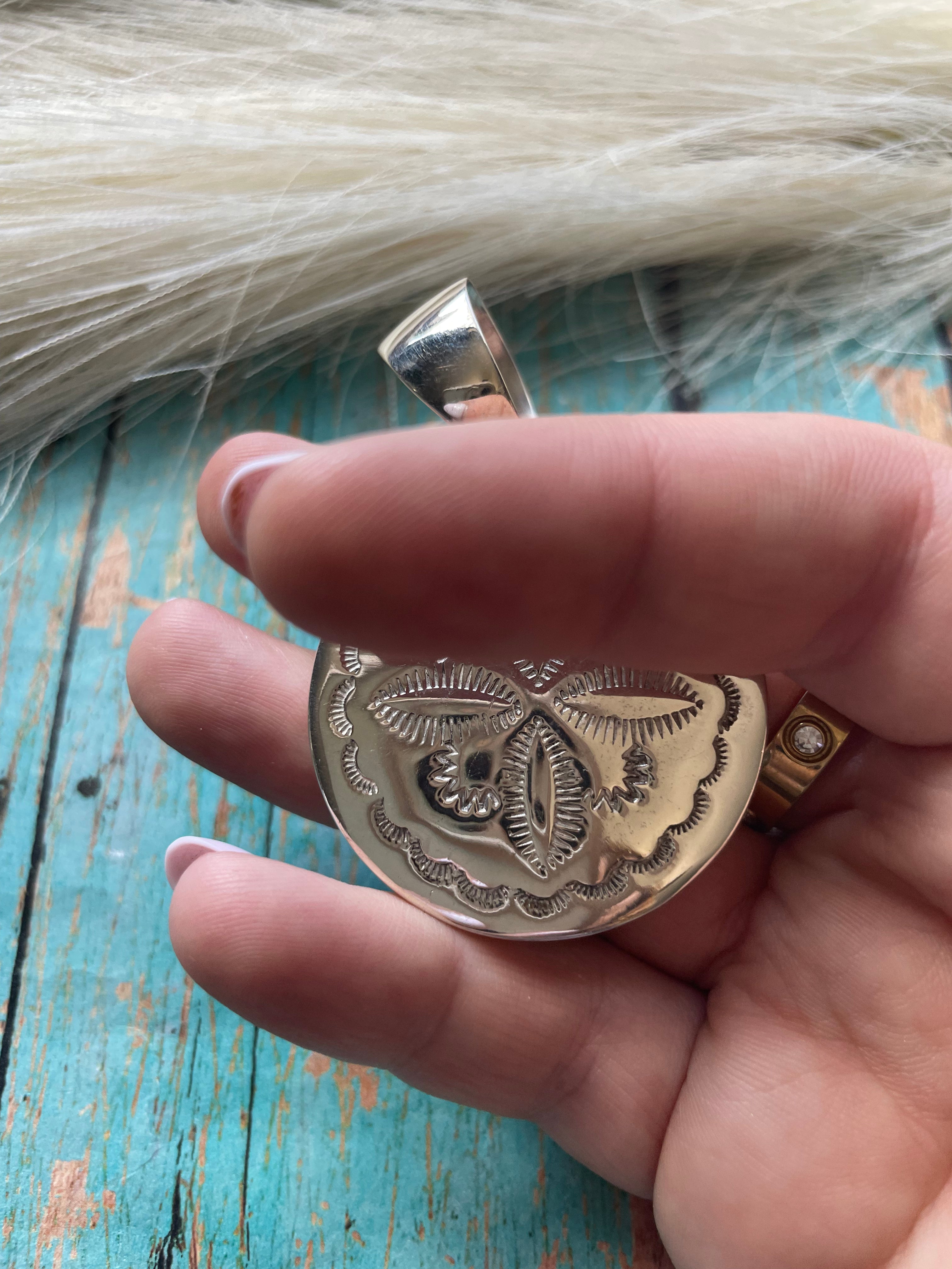 Navajo Multi Stone Inlay & Sterling Silver Circle Pendant