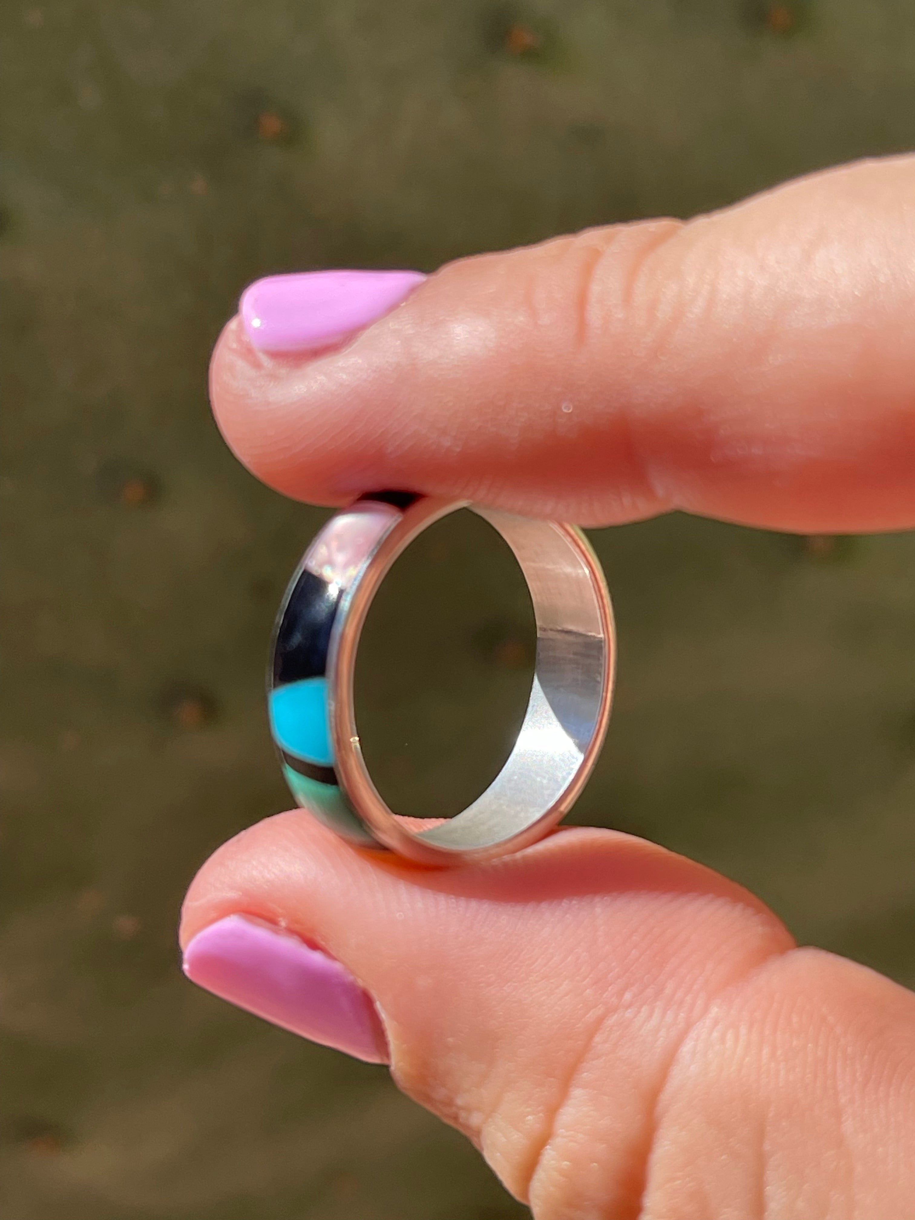 Handcrafted Multistone and Sterling Silver Inlay Stacker