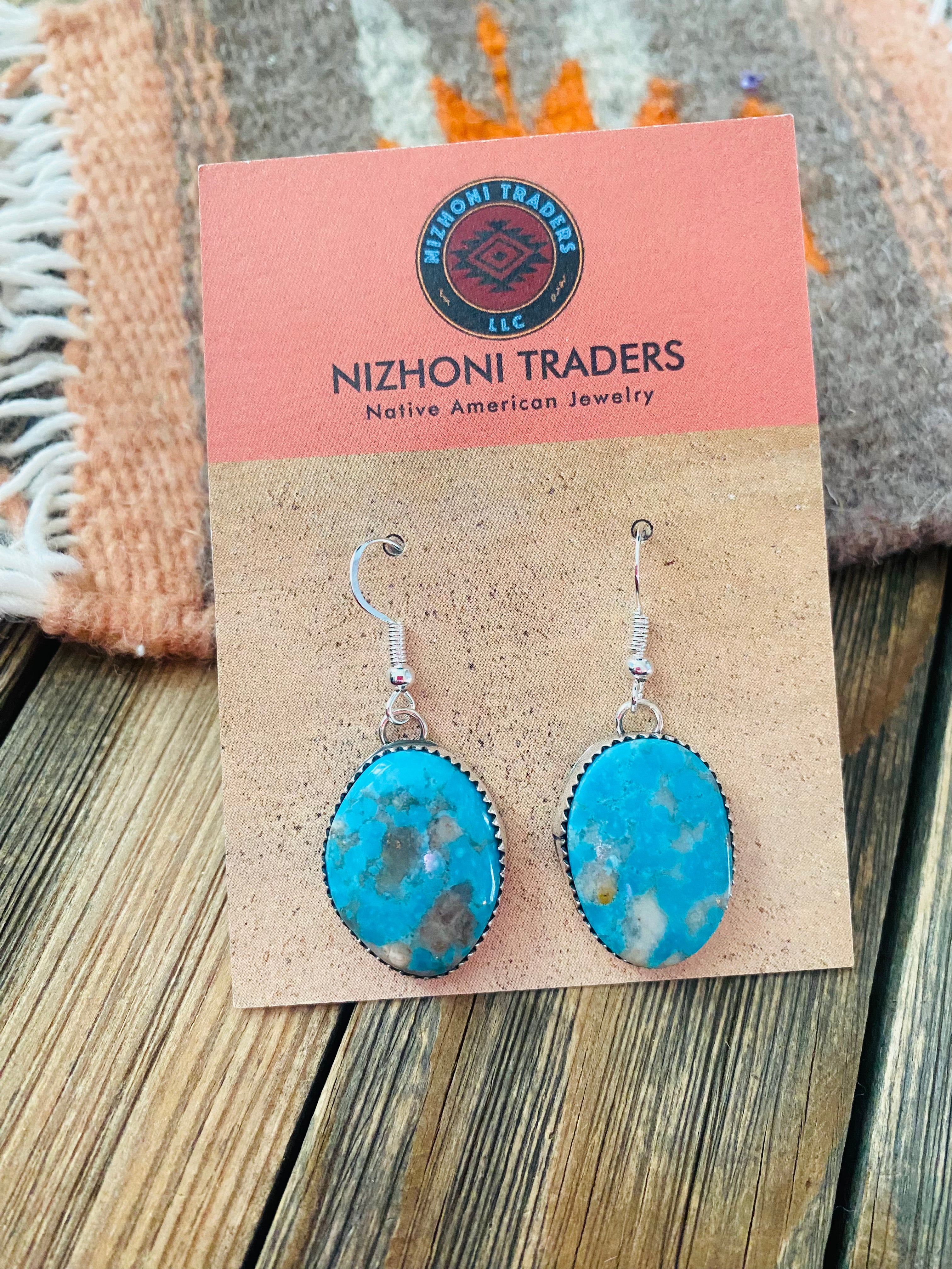 Navajo Turquoise & Sterling Silver Dangle Earrings