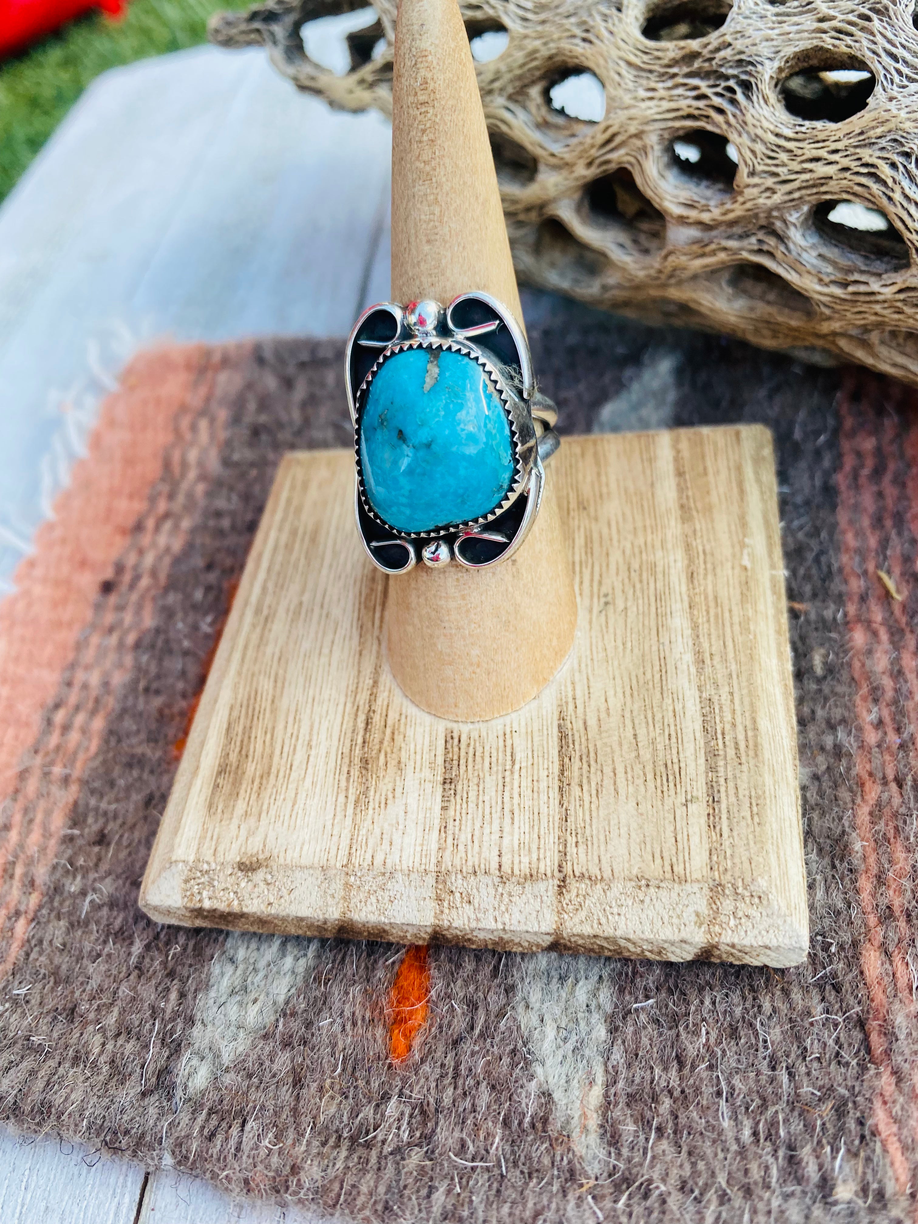 Navajo Turquoise & Sterling Silver Ring Size 6