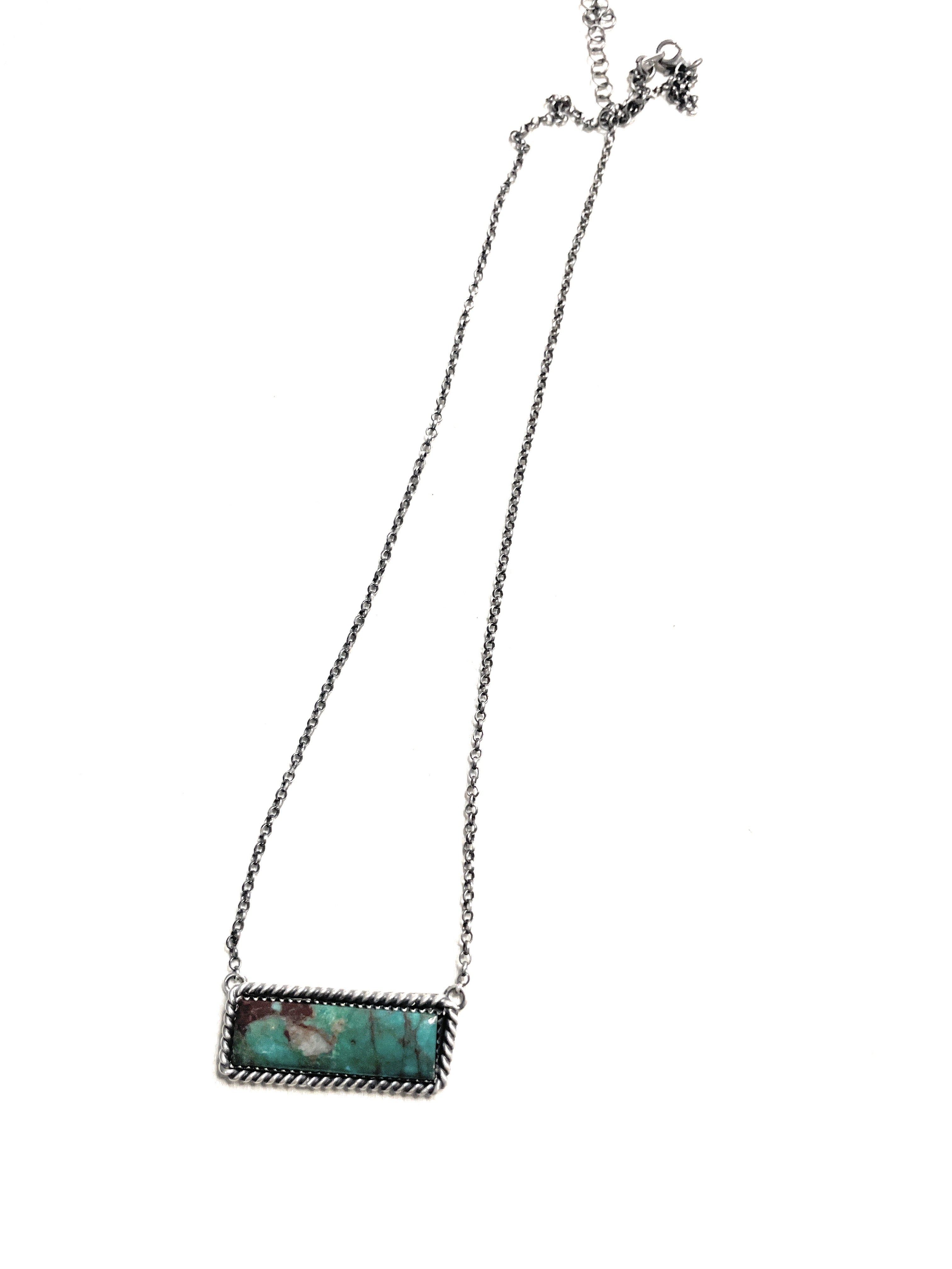 Navajo Sterling Silver & Royston Turquoise Bar Necklace