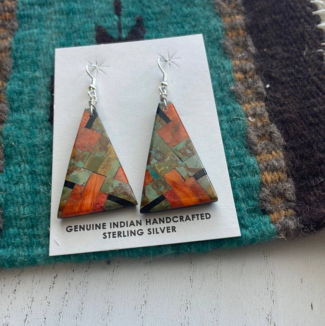 Santo Domingo Multi Stone Inlay Dangle Earrings