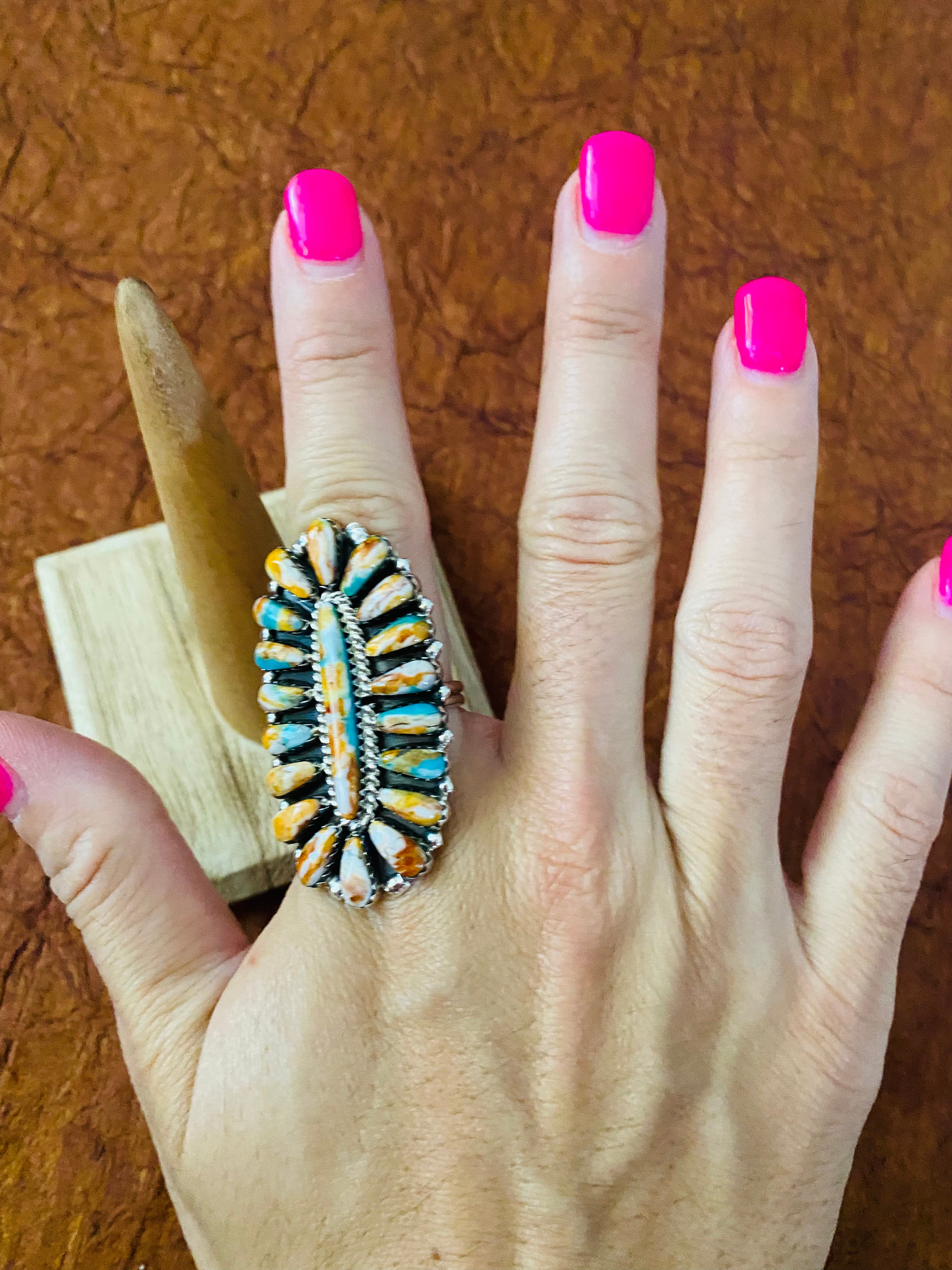 Navajo Sterling Silver & Natural Spice Mojave Cluster Ring