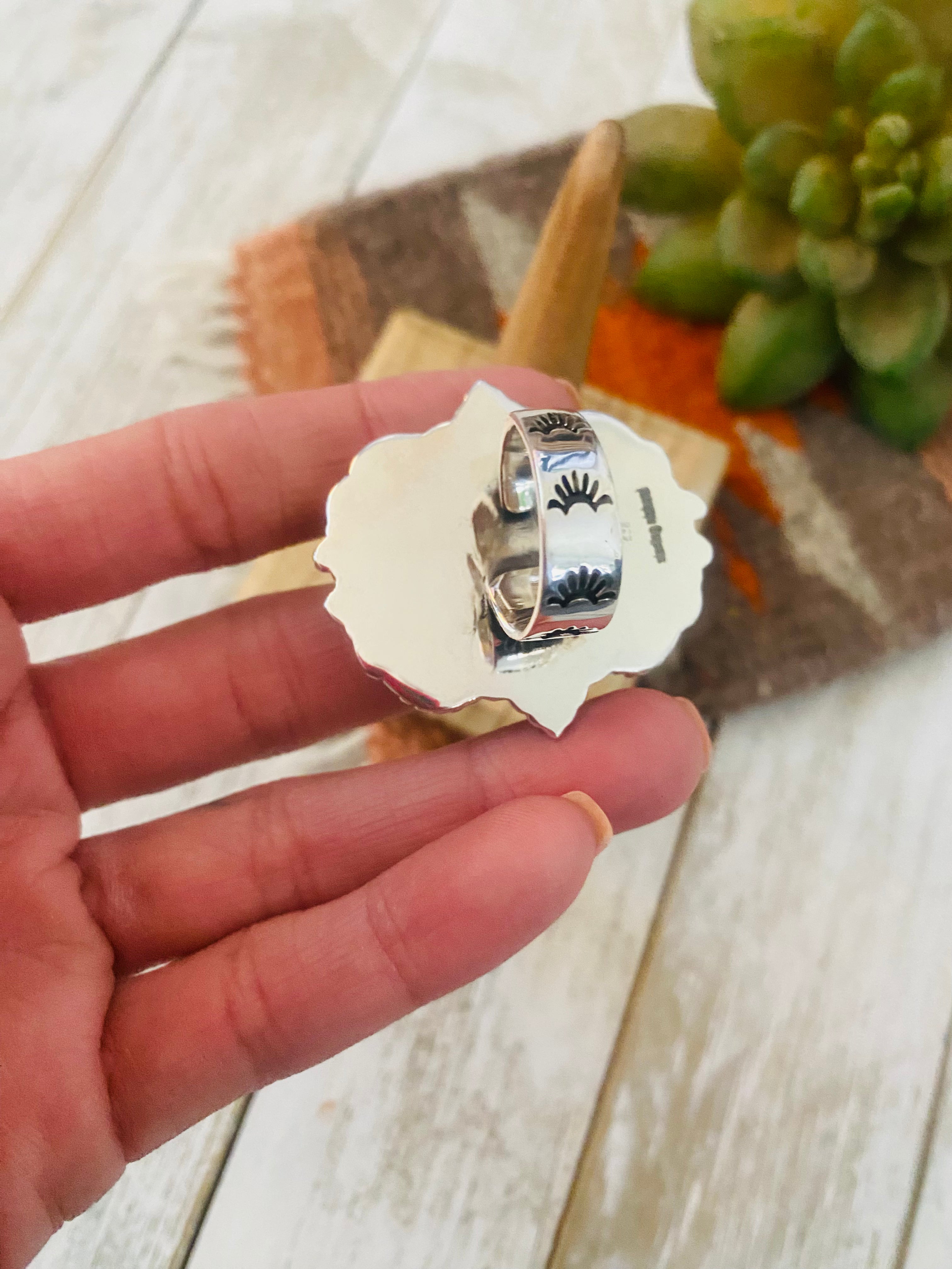 Handmade Sterling Silver, Turquoise & Opal Cluster Adjustable Ring