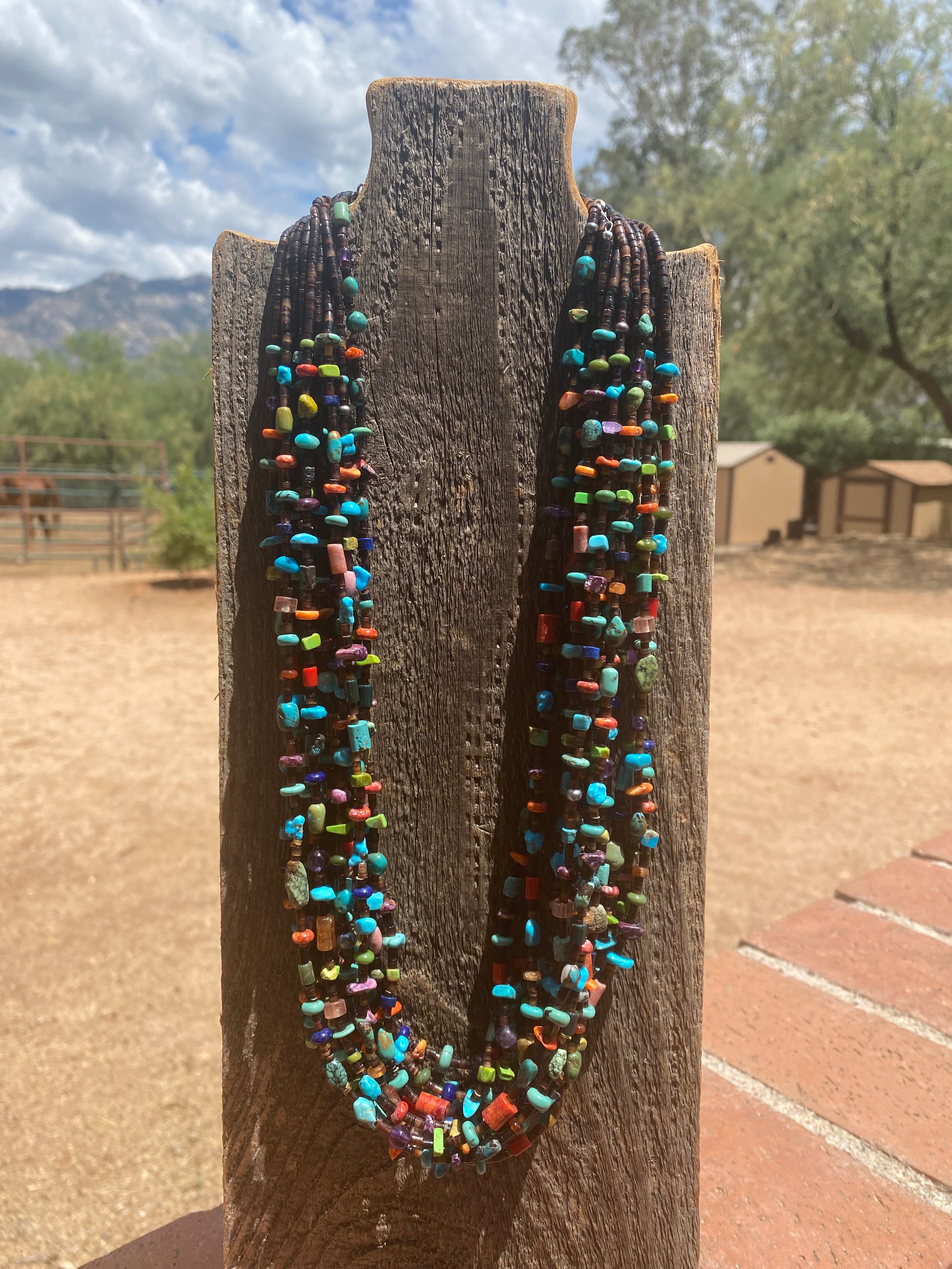 Navajo Multi Stone & Heishi Beaded 26 Inch Necklace