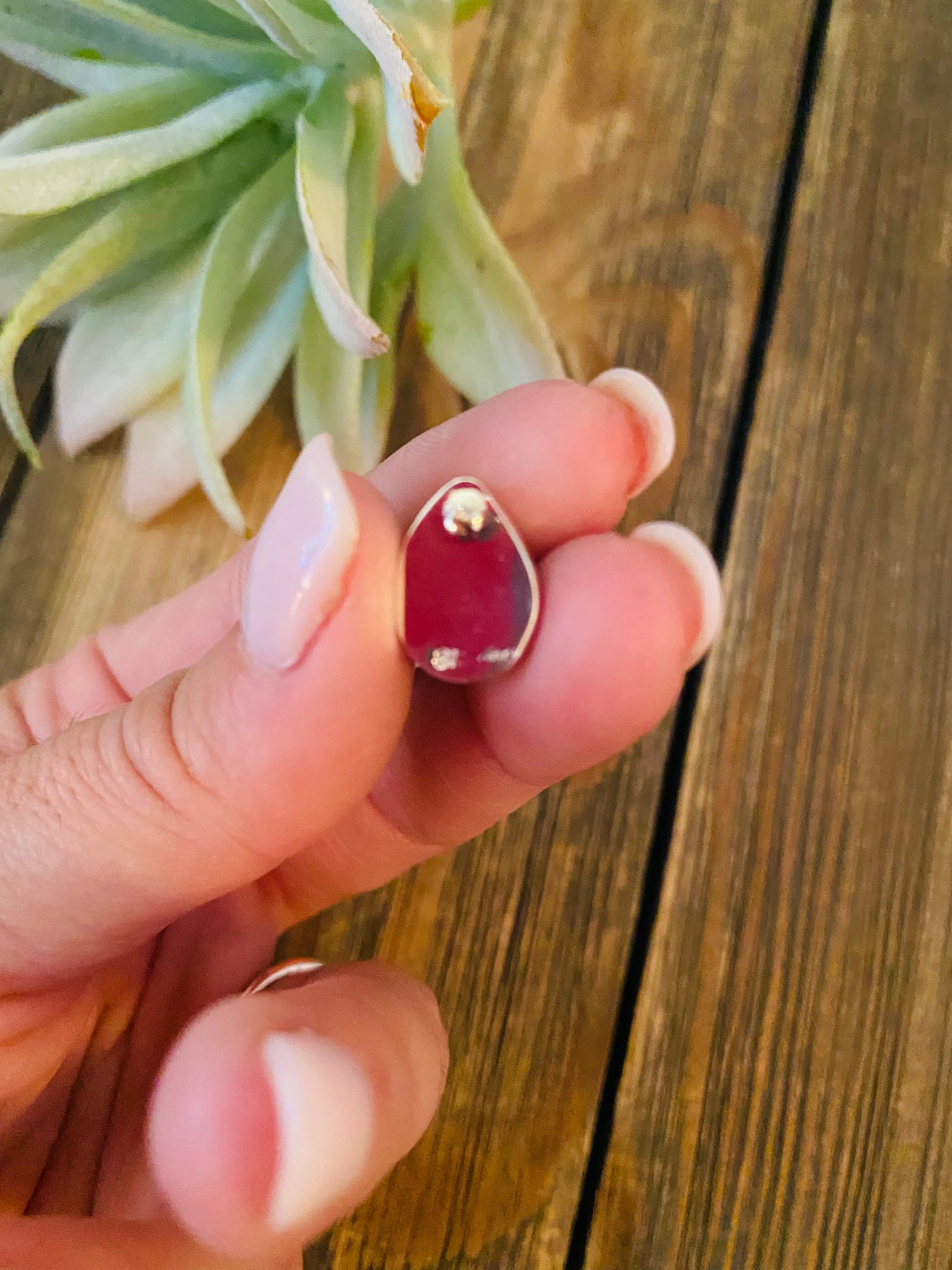 Navajo Pink Dream Mohave & Sterling Silver Stud Earrings