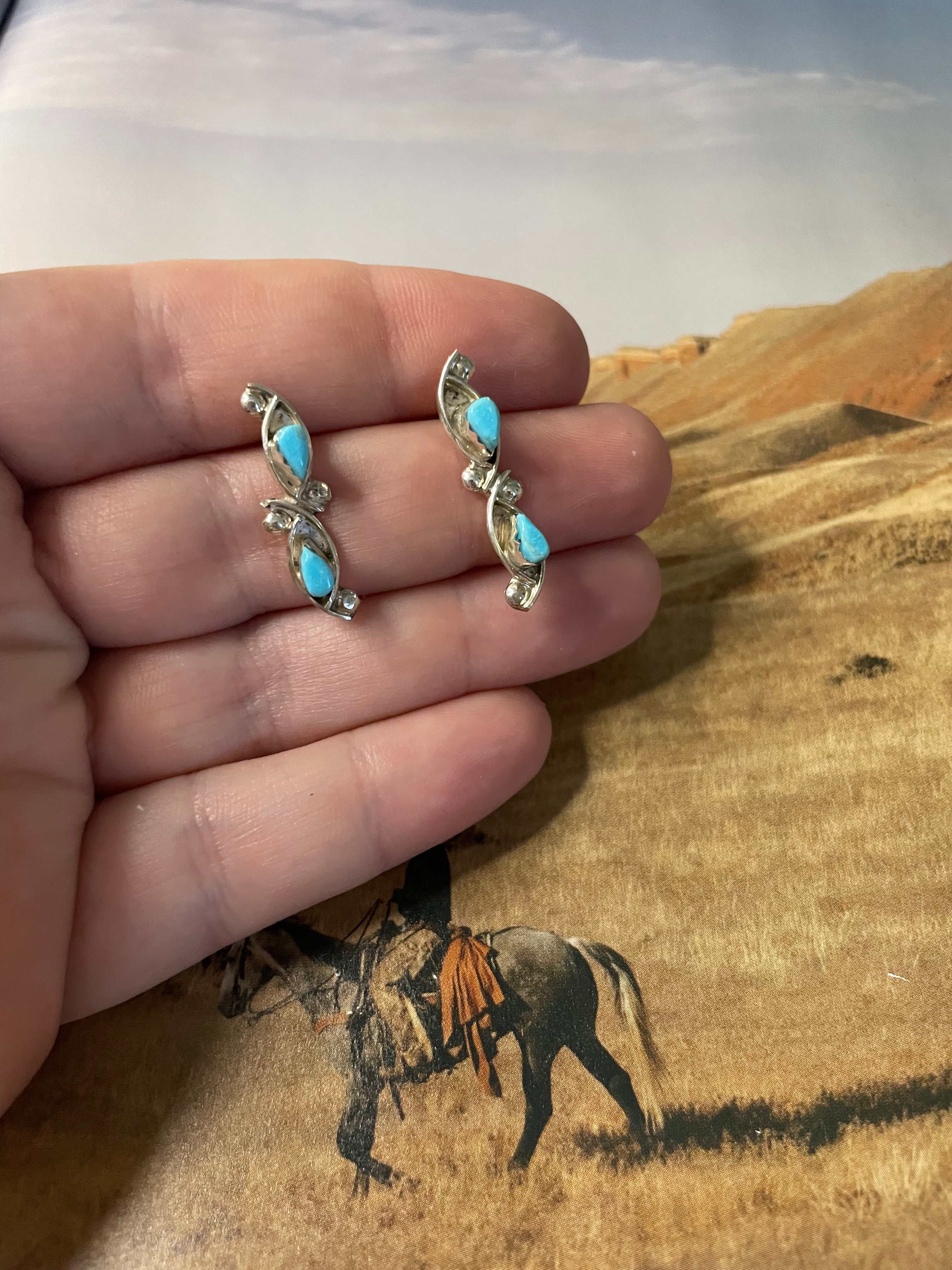 Navajo Turquoise & Sterling Silver Post Earrings