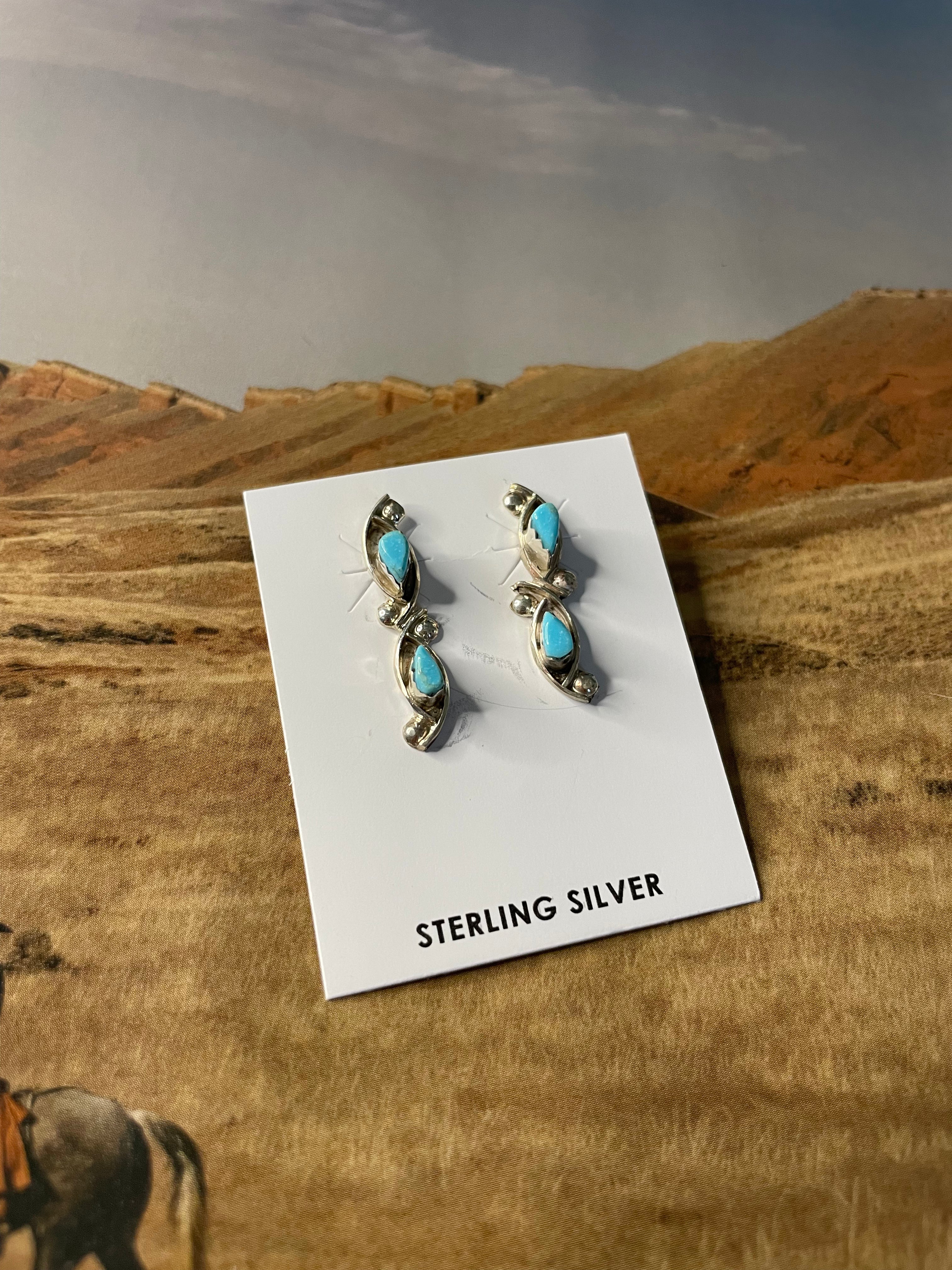 Navajo Turquoise & Sterling Silver Post Earrings