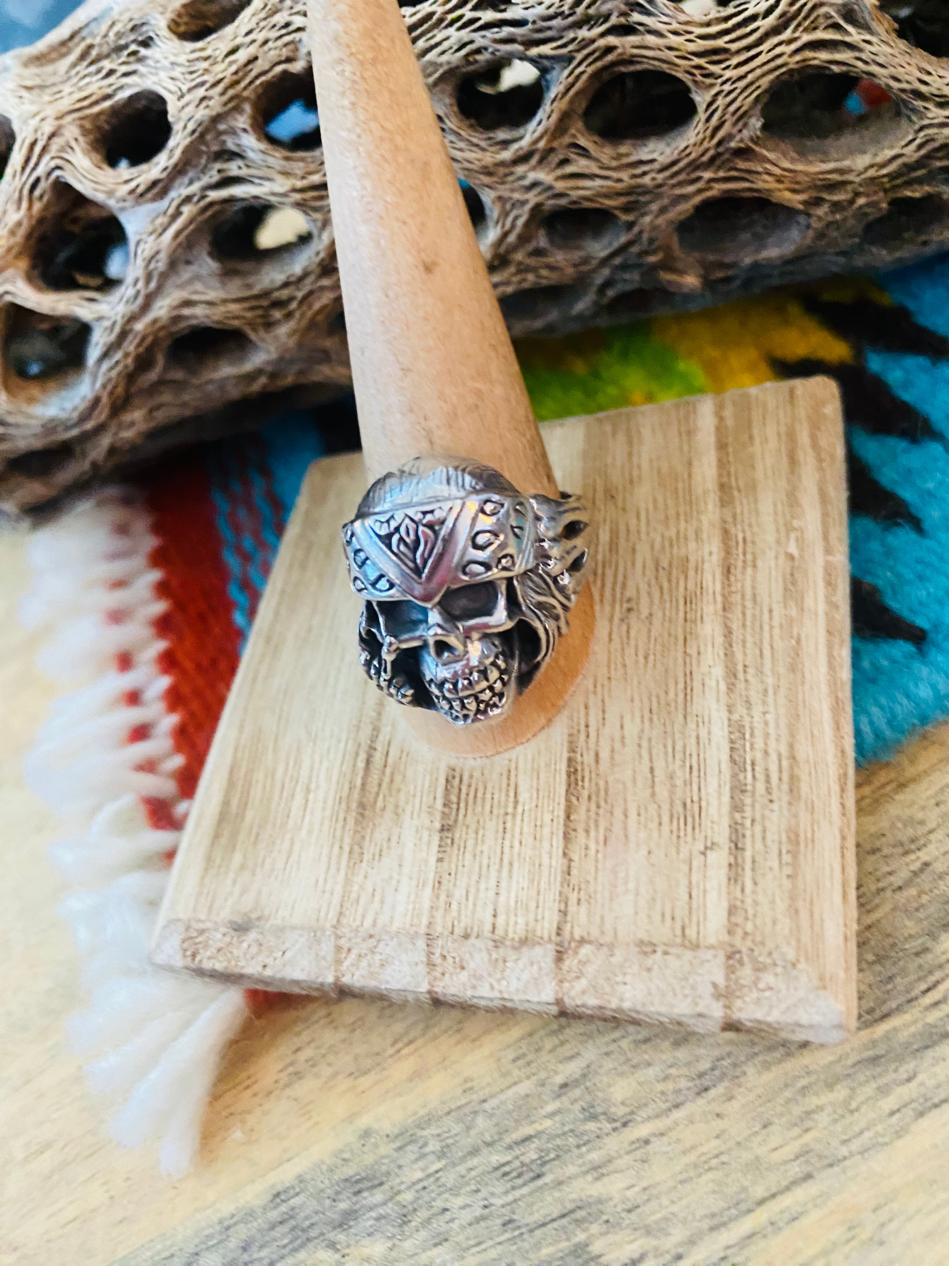 Handmade Sterling Silver Skull Ring Size 9.5