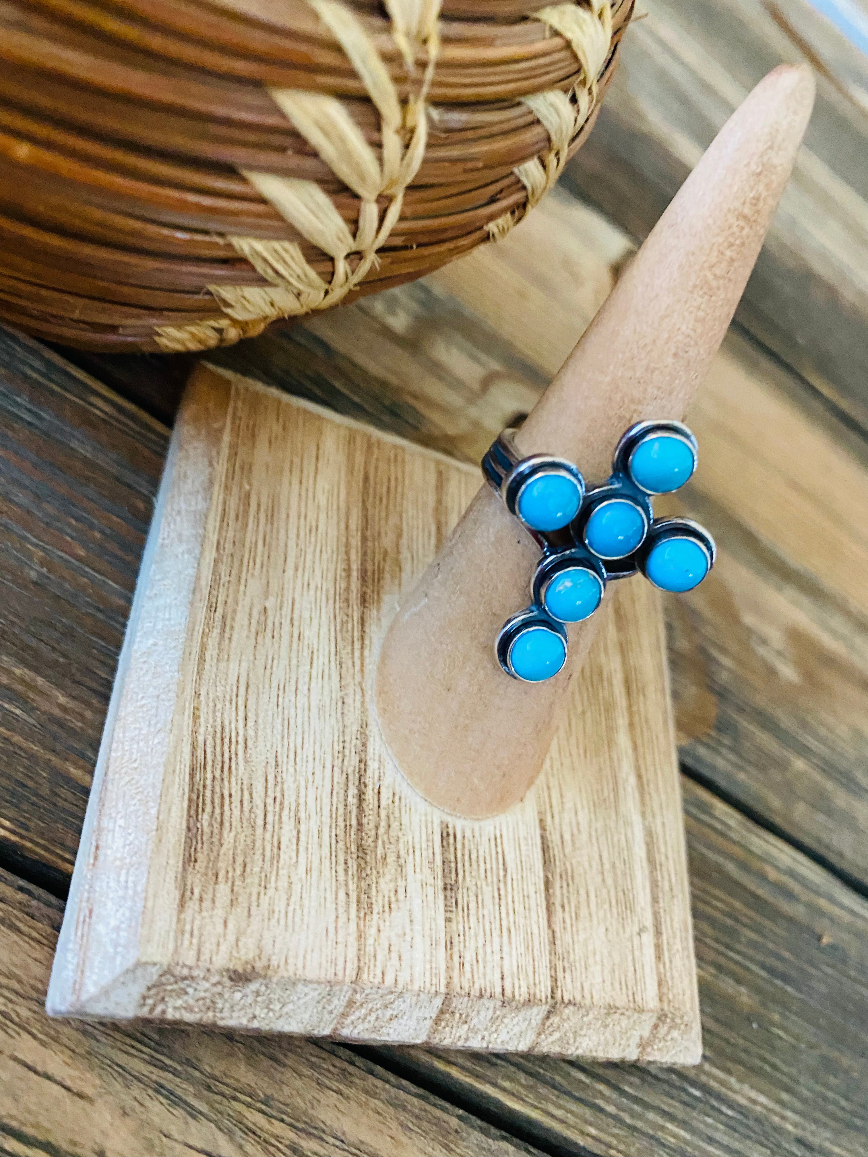 Handmade Turquoise & Sterling Silver Cross Ring