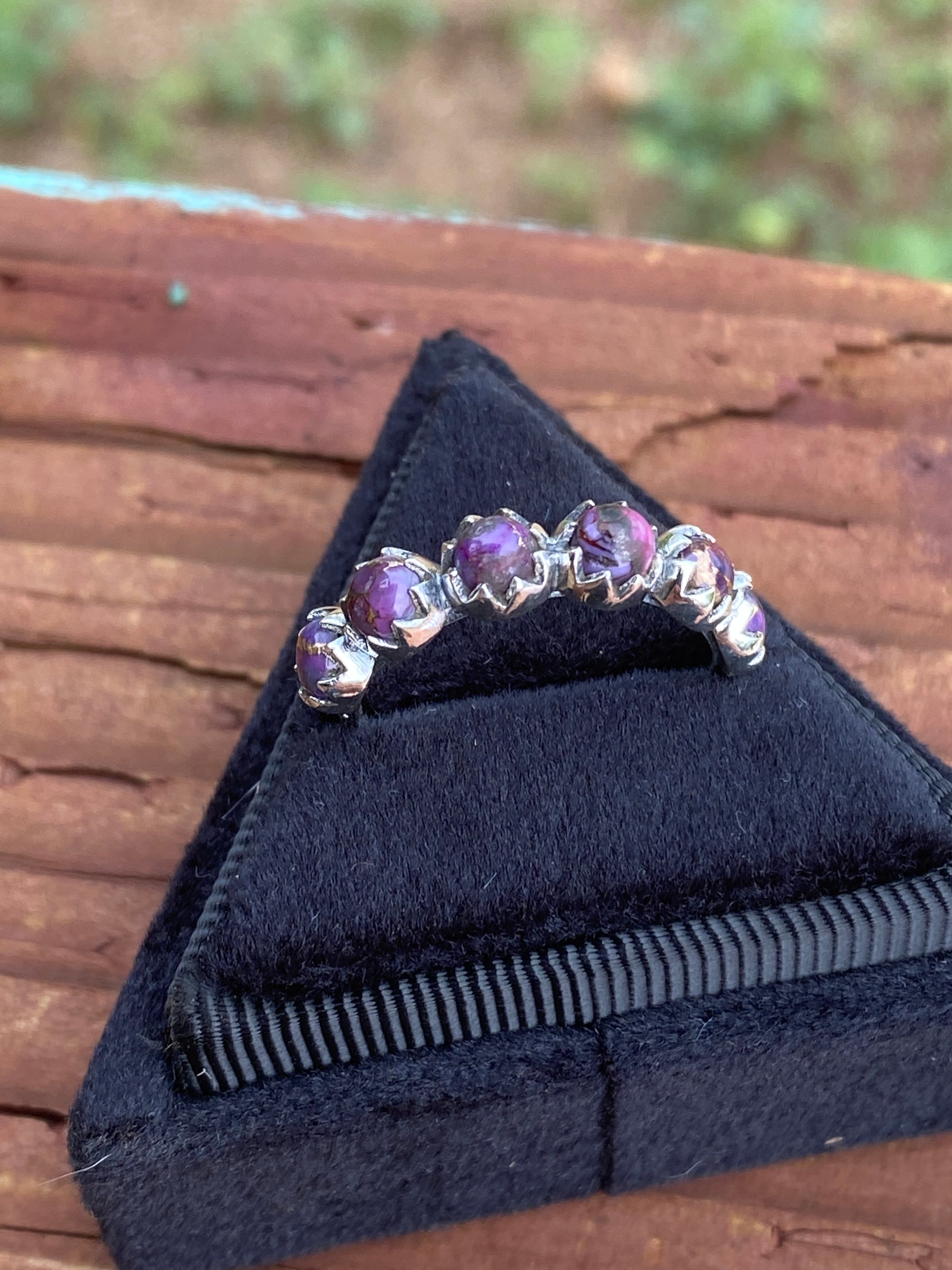 4mm Purple Mojave 6 Stone Sterling Silver Stacker Band