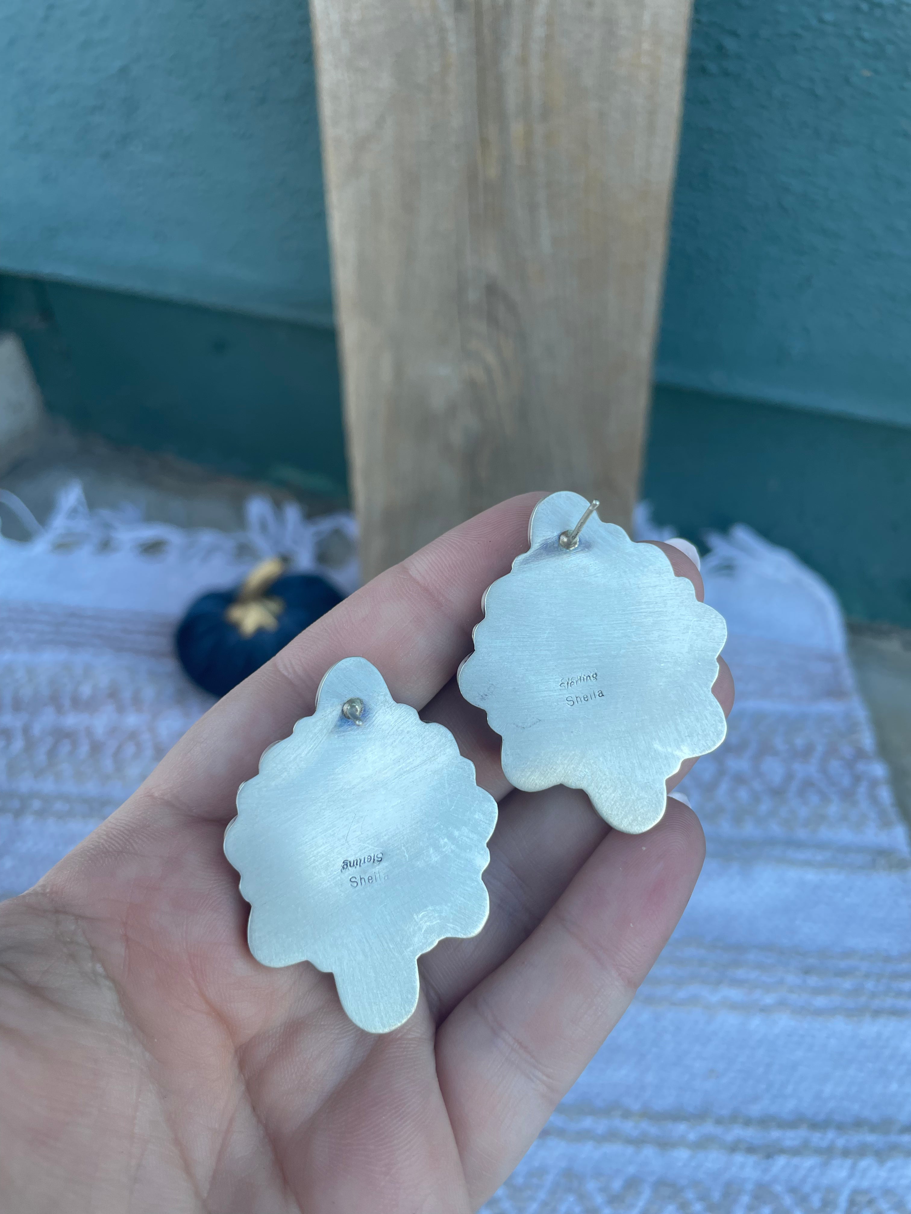 Navajo White Buffalo Cluster Earrings By Sheila Becenti