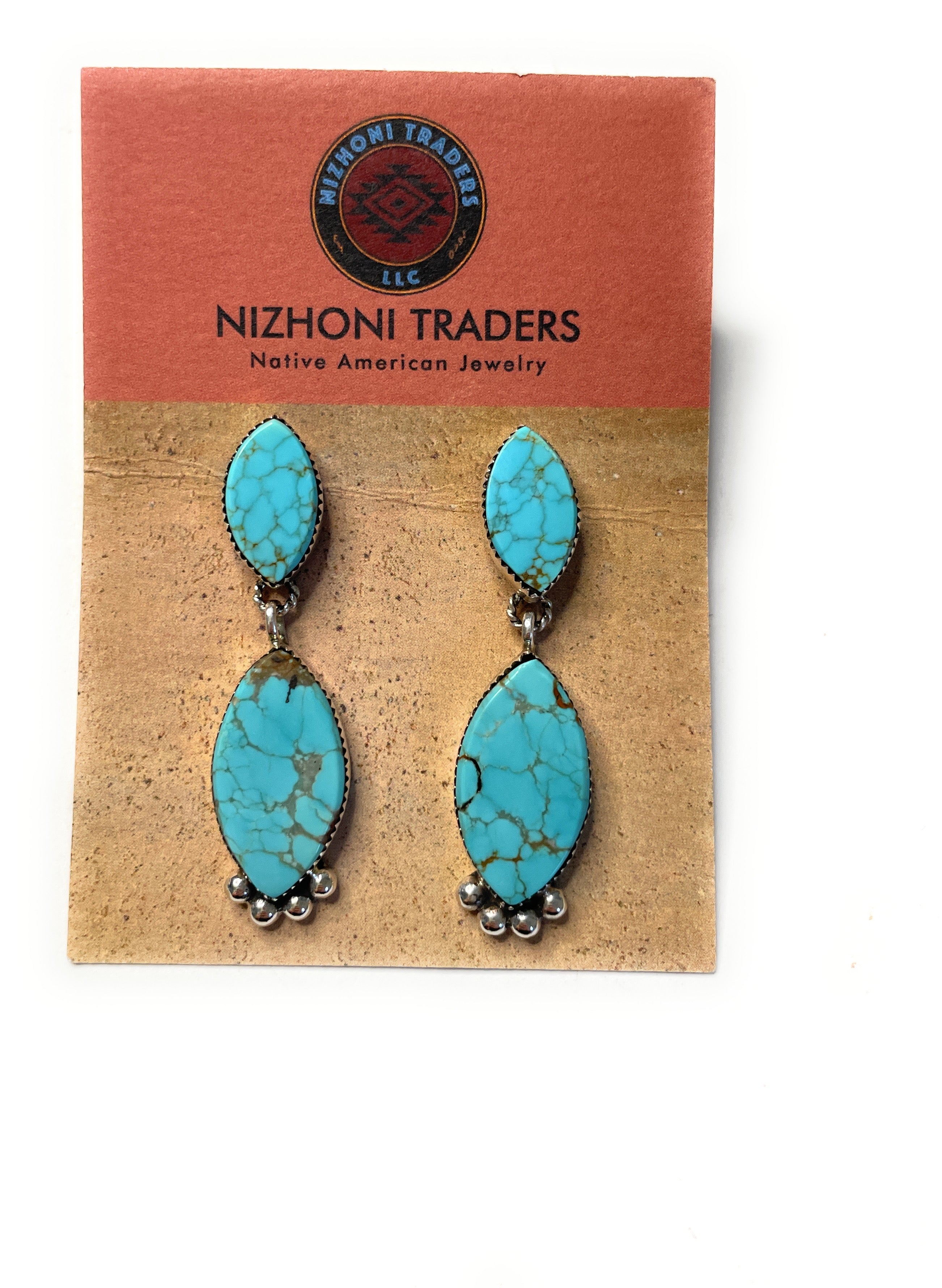 Navajo Sterling Silver Turquoise Dangle Earrings